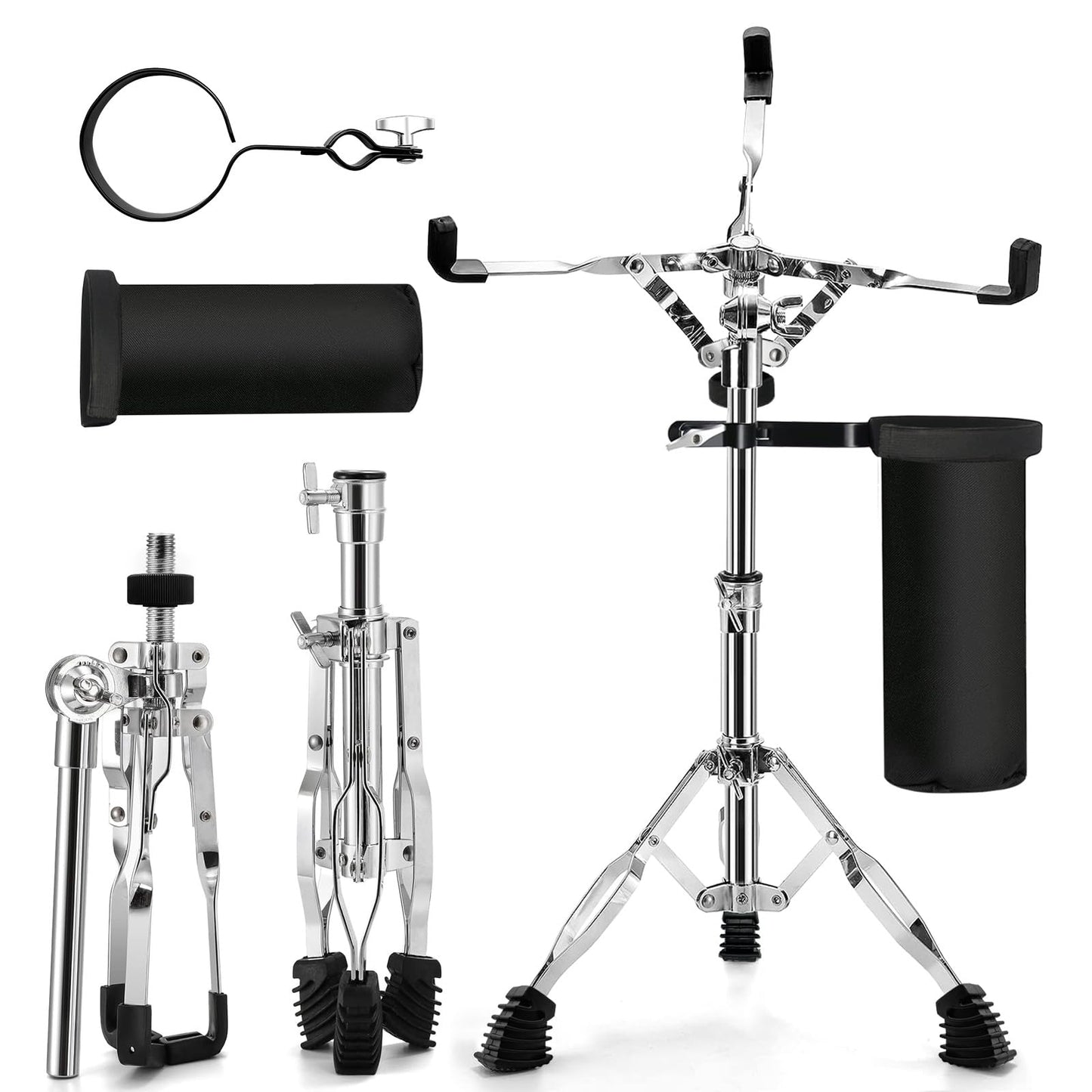 Snare Drum Stand with Drum Sticks Holder,Tall Drum Pad Stand Adjustable Height 14.5 to 22 Inches Accessories Arm Kit Tripod Snare Stand for Drum Set Fit for 14 to 10 Inch Lightweight Drum Practice Pad