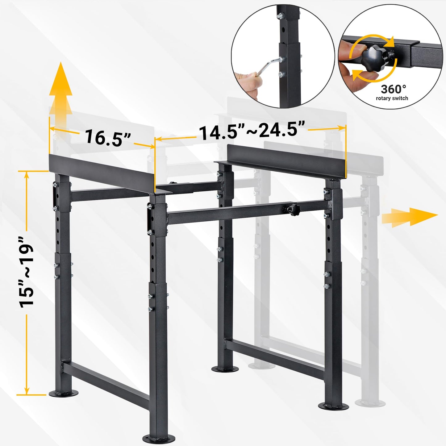 Neorexon Adjustable Metal Hive Stand, Adjustable Height(16.1”-20.9) Hive Stand Frame, Adjustable Width(15”-19”) Bee Hive Frame Stands