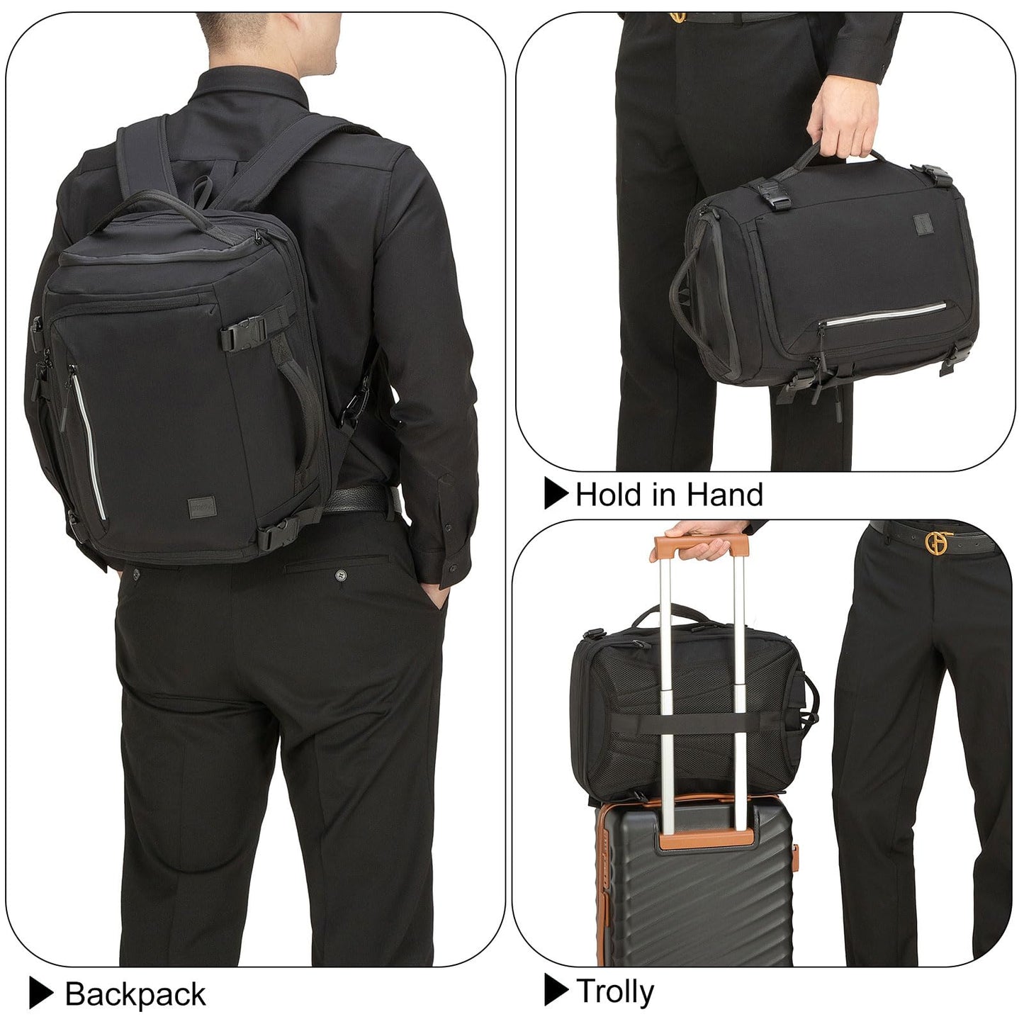 Tzowla 40x30x20 cm Travel Bag with Large Cup Holder Pocket,Personal Item Expandable Rackpack for Men/Women,Laptop Backpacks Carry On Flight Approved,Business Weekender Bags Fit 15.6 Inch Laptop