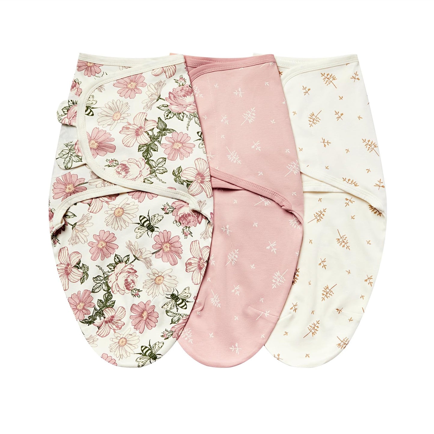 Insular Baby Swaddle Wrap, Swaddle Blanket for Newborn and Infant, Adjustable Swaddle Set for Boy and Girl, Soft Cotton Baby Sleep Sack 3 Pack, Small(0-3 M), Floral