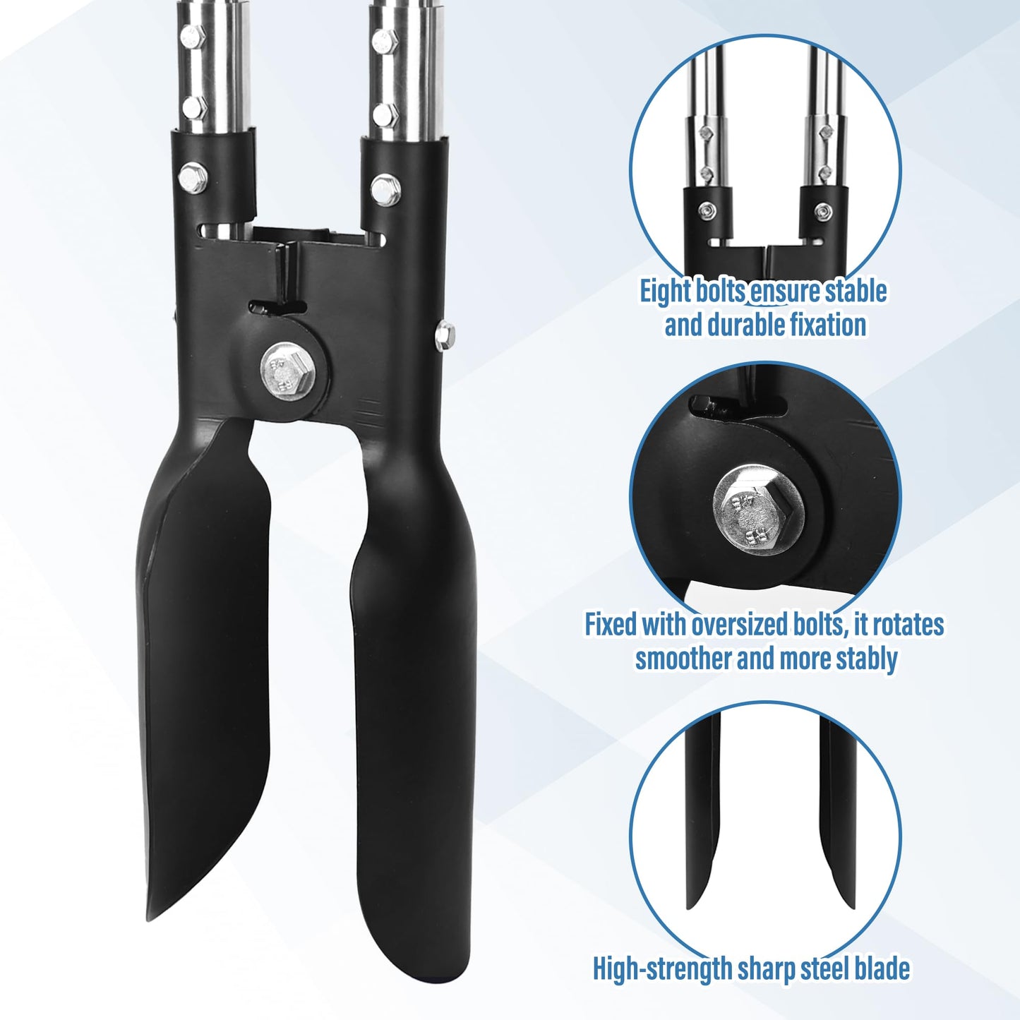 YEELOR Post Hole Digger, Hole Digger with One-Piece Carbon Steel Blade, Post Digger with 55" Adjustable Stainless Steel Handle for Digging Post Holes Installing Mailboxes Fencing