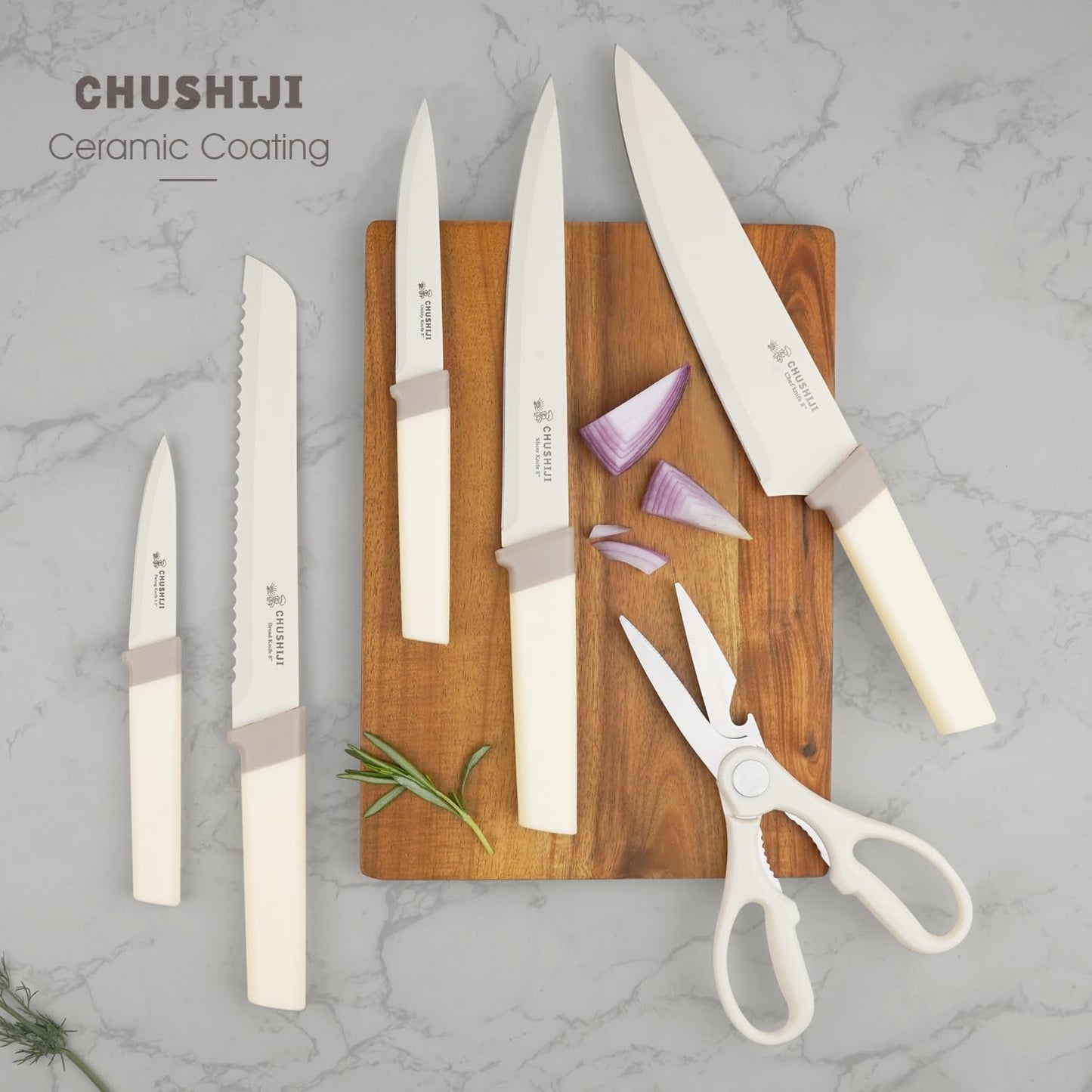 Knife Set, 15 Pieces Kitchen Knife Set with Block and Gift Sharpener, High Carbon Stainless Steel and Ergonomic Handle Knife Block Set
