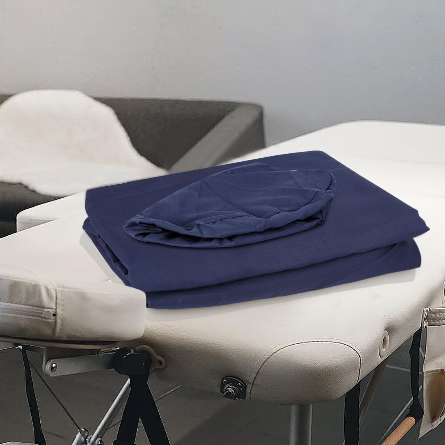 Microfiber Massage Sheet Set, Massage Table Fitted Sheets Resistant Oil and Wrinkle, Spa Bed Cover Esthetician Includes Massage Table Cover, Fitted Sheets, Face Rest Cover (4pcs Blue)