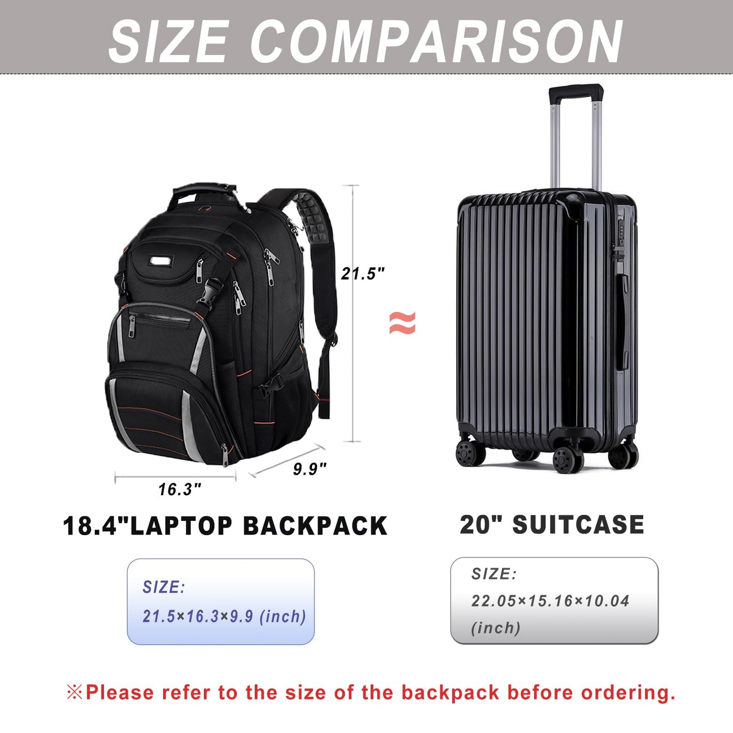 Travel Laptop Backpack,Extra Large 18.4 Inch Laptop Anti Theft TSA Friendly Backpack with RFID Pocket,Water Resistant College Bookbag,Computer Bag for Women Men Notebook&Basketball