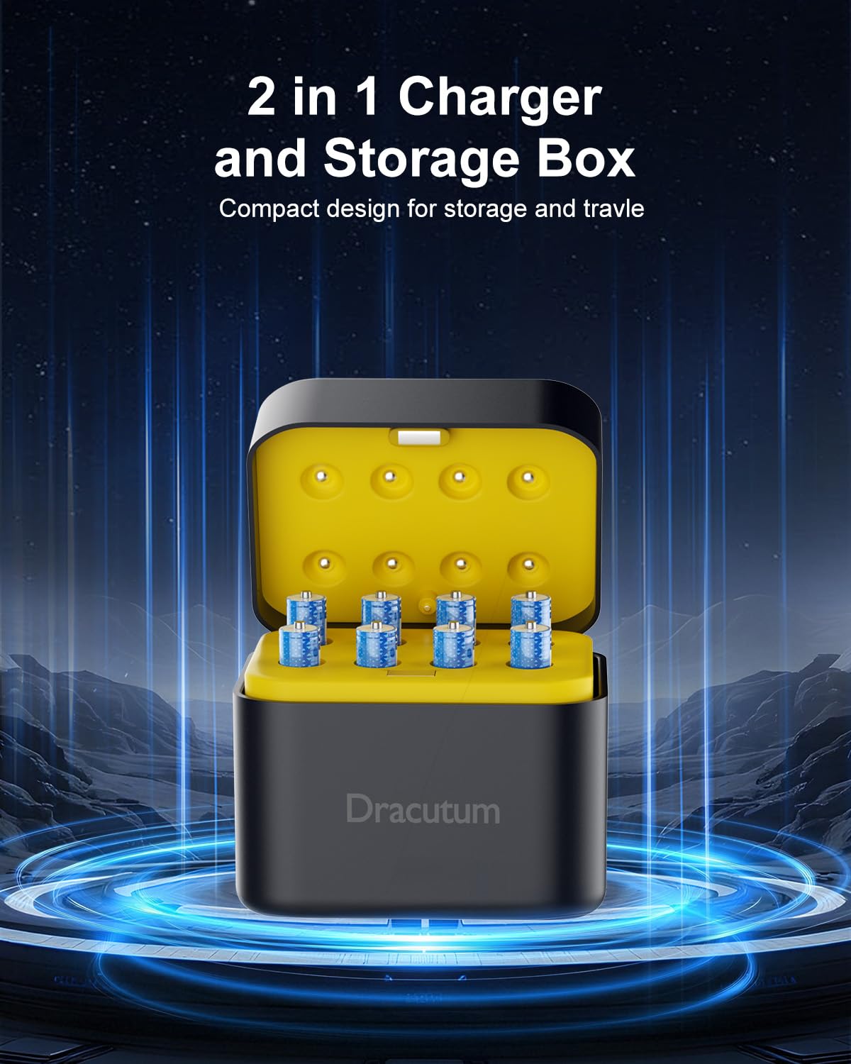 Dracutum 8-Pack Rechargeable AAA Batteries Lithium with Fast Charger - 1300mWh 1.5V Constant Output, 2000 Cycles, Long Lasting Triple AAA Battery