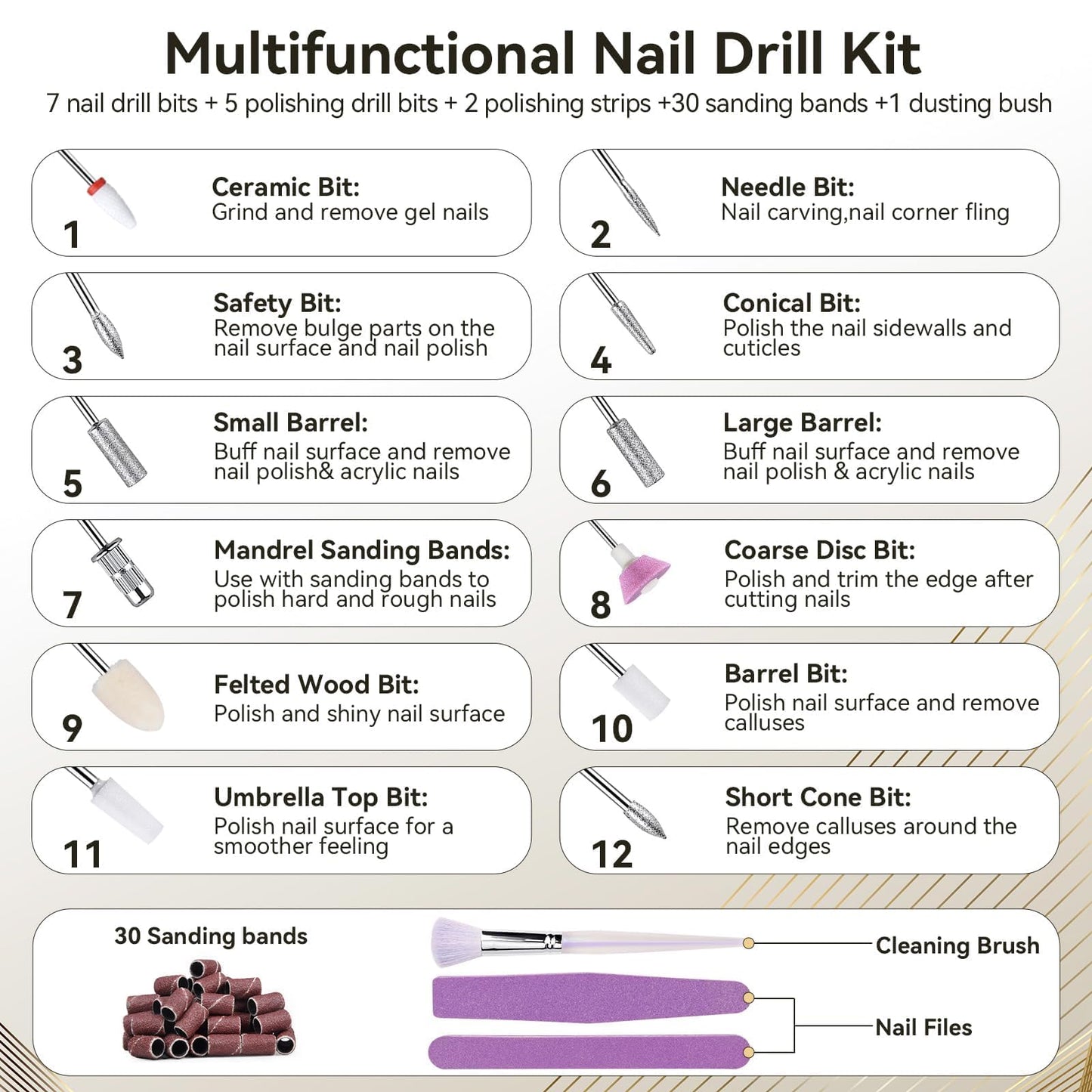 Cadrim Electric Nail Drill Professional 45000RPM, 2025 Upgraded-Speed Control Disc,Rechargeable Electric Nail File for Acrylic Gel Nails, Portable Nail Drill Kit, Efile Nail Machine for Salon Home