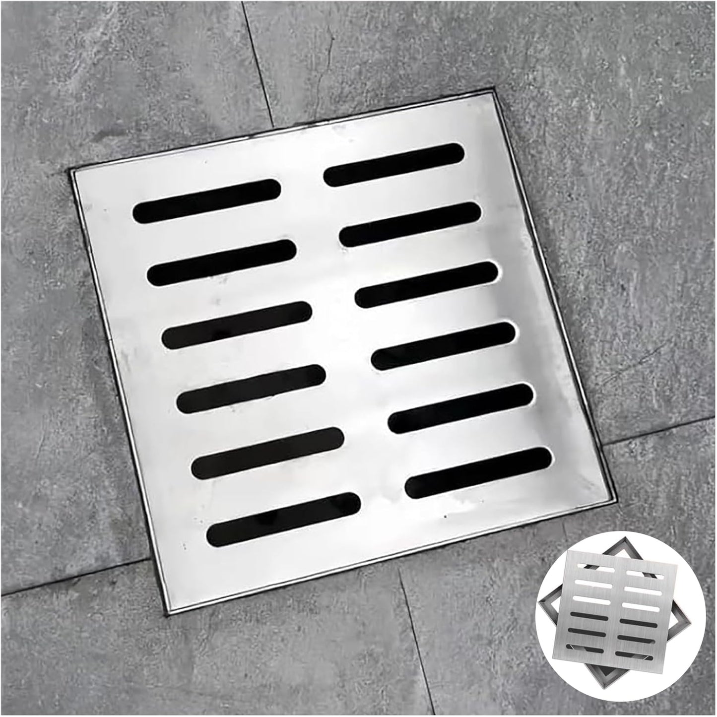 Yharnamite Square Catch Basin Drain Grate, Outdoor/Indoor Stainless Drainage Trench Cover, Rain Gutter Drainage Strainers, Rainwater Grating Floor Drain for to Block Debris (30x30x2cm)