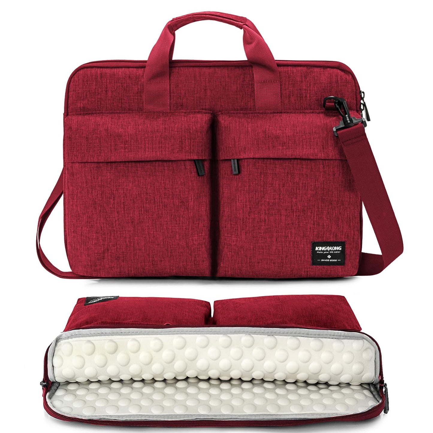 KINGSLONG 17 17.3 Inch Slim Laptop Bag Sleeve with Strap,360 Protection Computer Notebook Ultrabooks Carrying Case Handbag Cover for Men Women Fit for Acer Asus Dell Lenovo HP Toshiba ect, Red