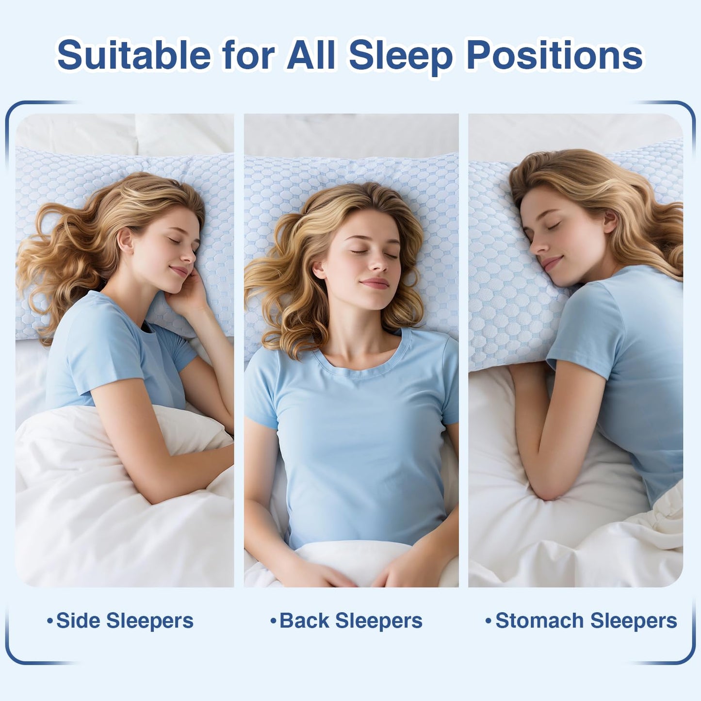 Cooling Bed Pillows Queen Size 2 Pack for Sleeping, Memory Foam Pillow Double Sided Cooling Pillow with Washable Cover for Hot Sleepers Side Back and Stomach Sleepers