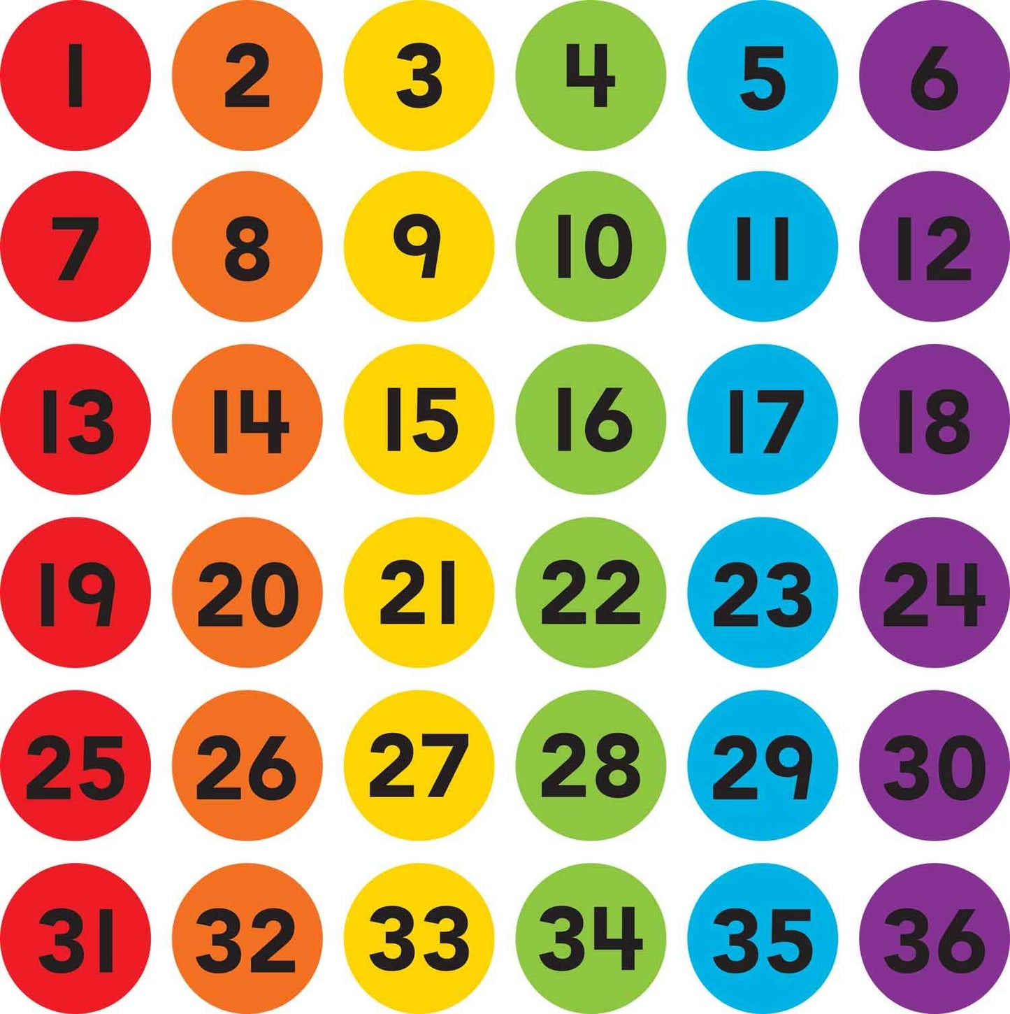 Teacher Created Resources Spot On Numbers 1–36 Carpet Markers 4-inch (TCR77005)