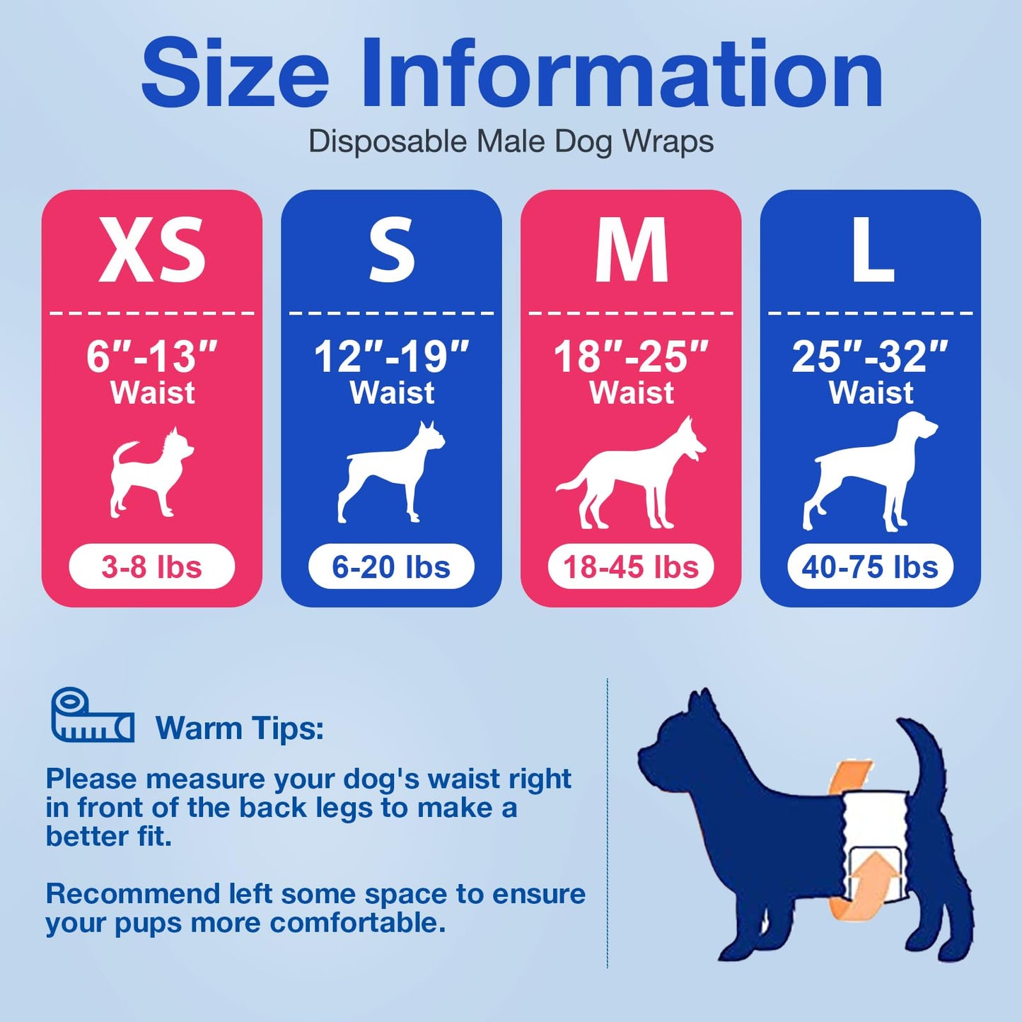 MICOOYO Dog Diapers Male Disposable Super Absorbent Male Dog Wraps Lighter Dogs Diaper Leakproof Puppy Diapers Doggie Diaper with Wetness Indicator (S, 50Counts)