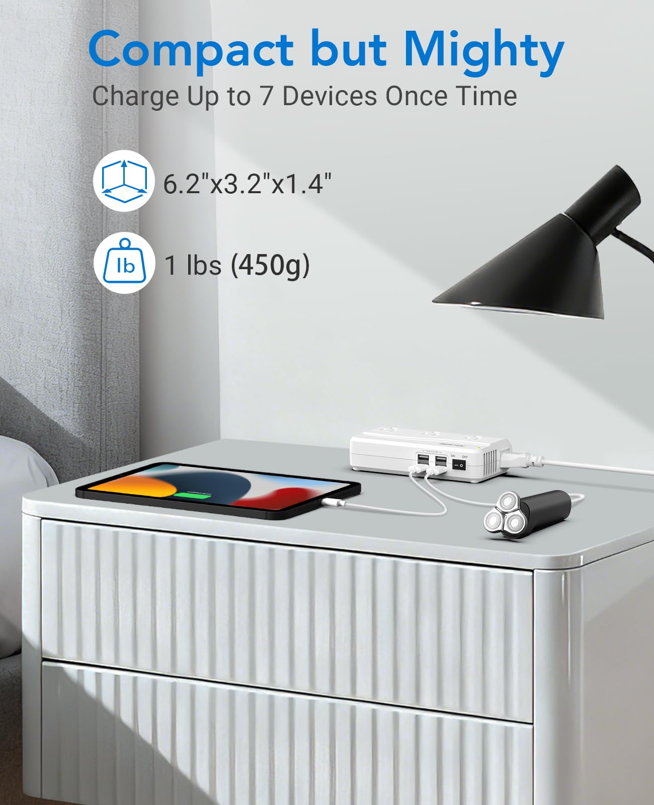 BESTEK Universal Travel Adapter 220V to 110V Voltage Converter with 6A 4-Port USB Charging and UK/AU/US/EU Worldwide Plug Adapter
