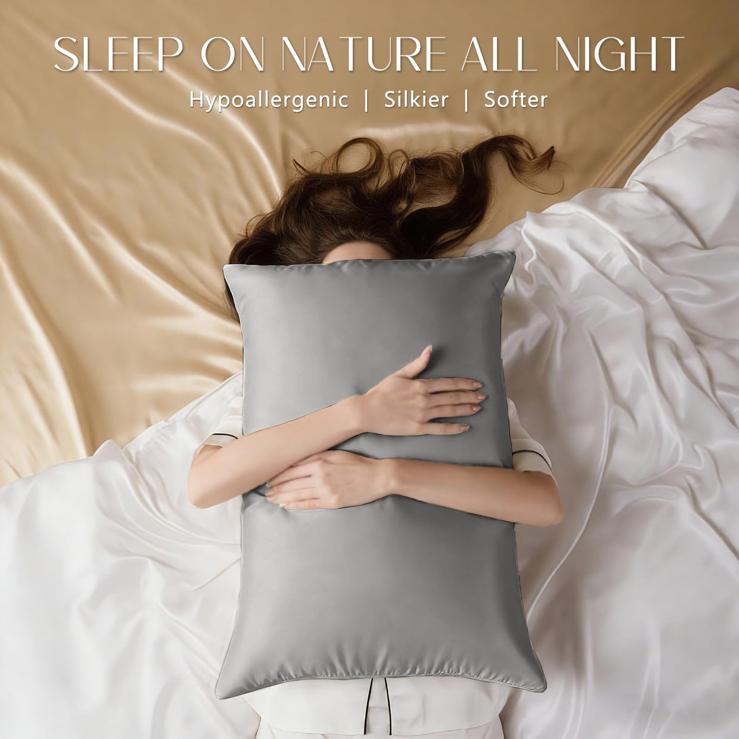 ZIMASILK 100% Mulberry Silk Pillowcase for Hair and Skin, with Hidden Zipper, Both Sides 19 Momme Pure Silk, 1pc(Queen 20''x30'',Dark Grey)