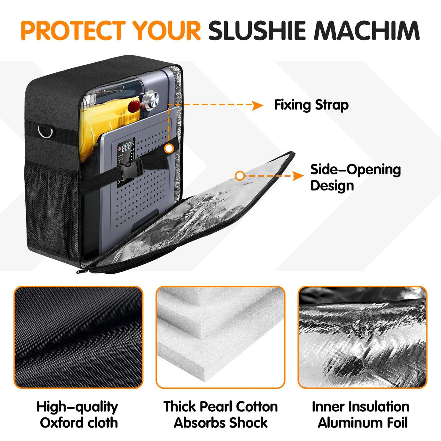 BOHEMIABY 2025Thermal Slushie Machine Carrying Bag, Large Portable Slushie Carrying Case for Ninjaa Fs301 & Fs300, Large Opening Design, Thick Padding, Removable Shoulder Strap, Accessory Bag (Black)