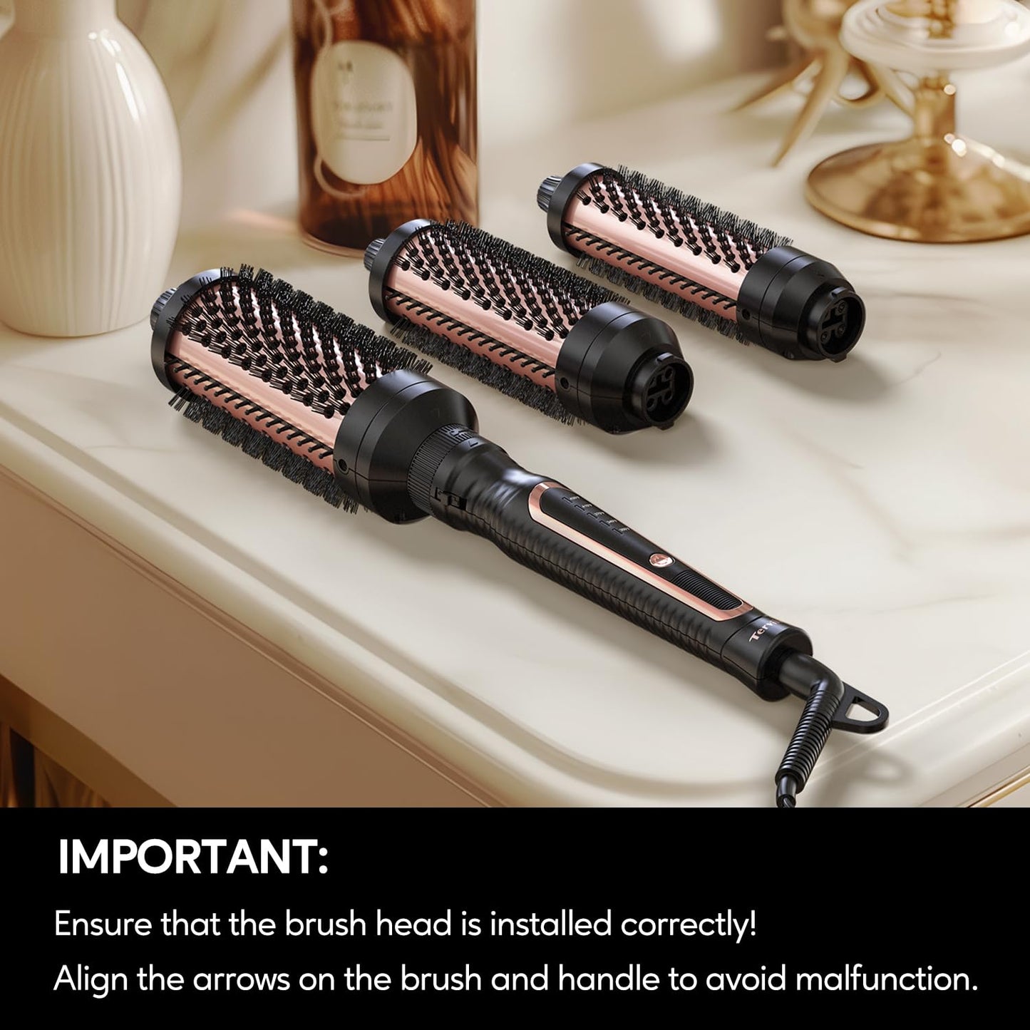 Terviiix PRO Thermal Brush Set for Voluminous Style, Non-blowing Heated Round Brush with Adjustable Temp, 3-in-1 Curling Brush with Detachable Head(1.25'',1.5'',1.77''), 20S Fast Heating with Dual MCH