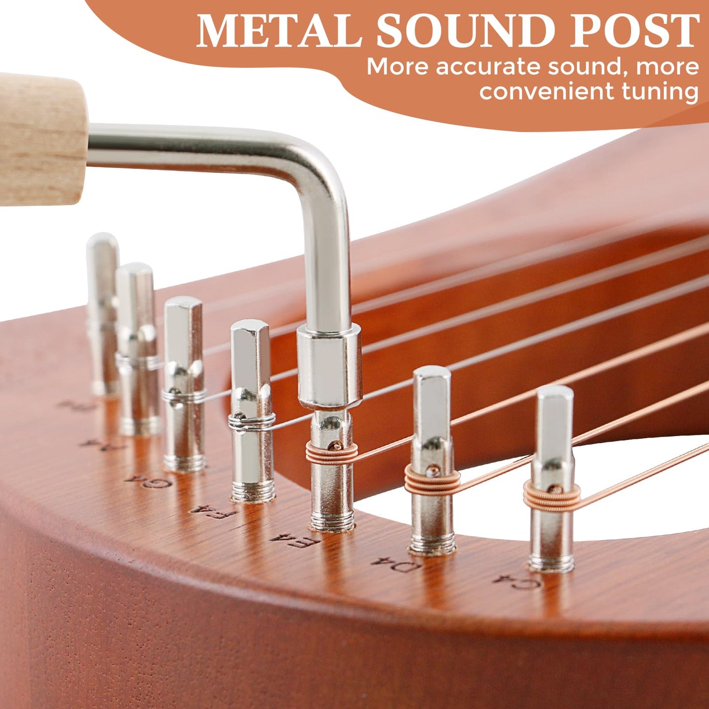Lyre Harp VANPHY Lyre Harp 7 Strings Mahogany Body Metal String for Beginner Harps Classical Style Harp Instrument with Tuning Wrench Strings Gig Bag (Wood)