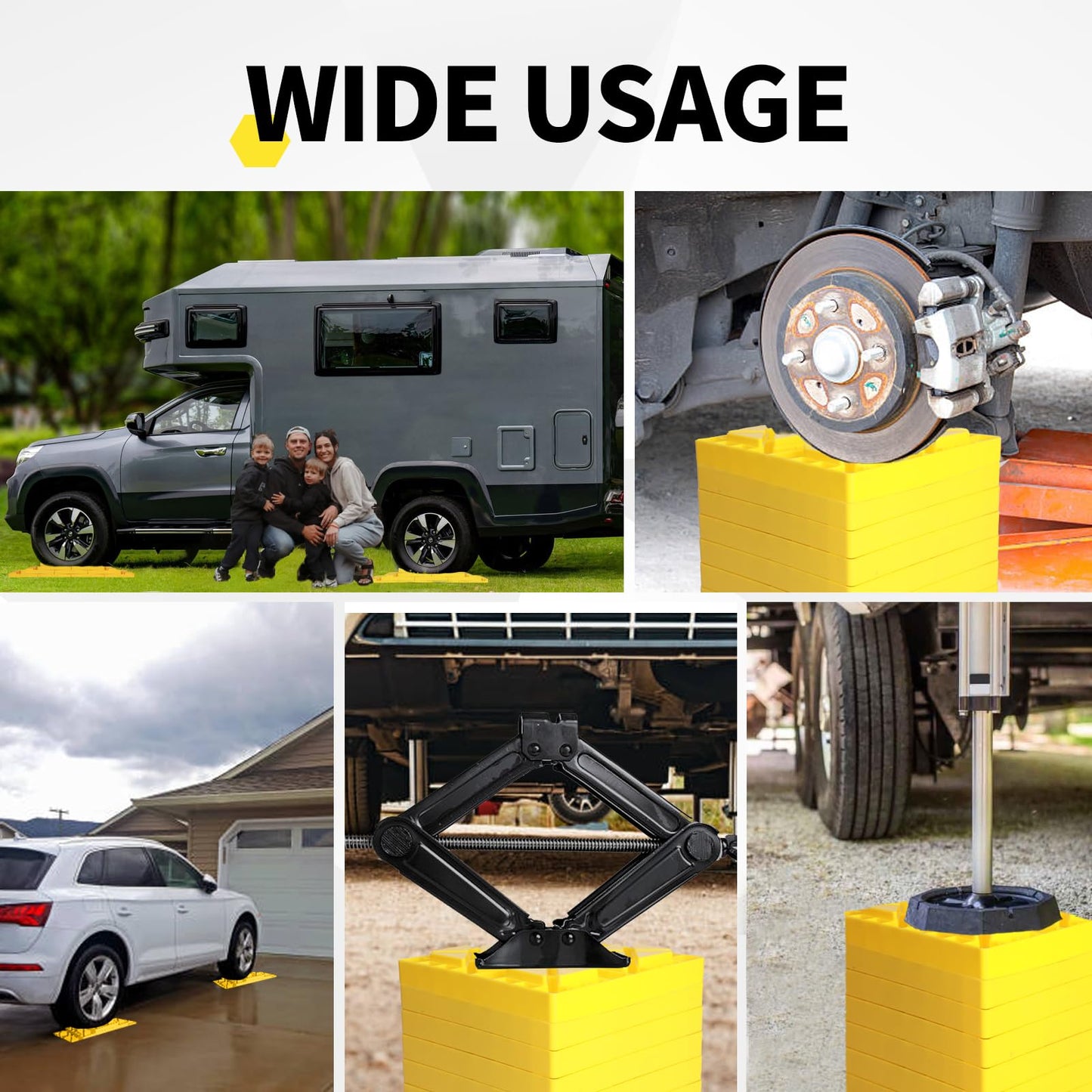 Keltrion Camper/RV Leveling Blocks,12 Packs Suitable for 4 Wheels, Interlocking and Anti-Slip Design with Carrying Bag, Heavy-Duty for Camper Travel Trailer, Yellow
