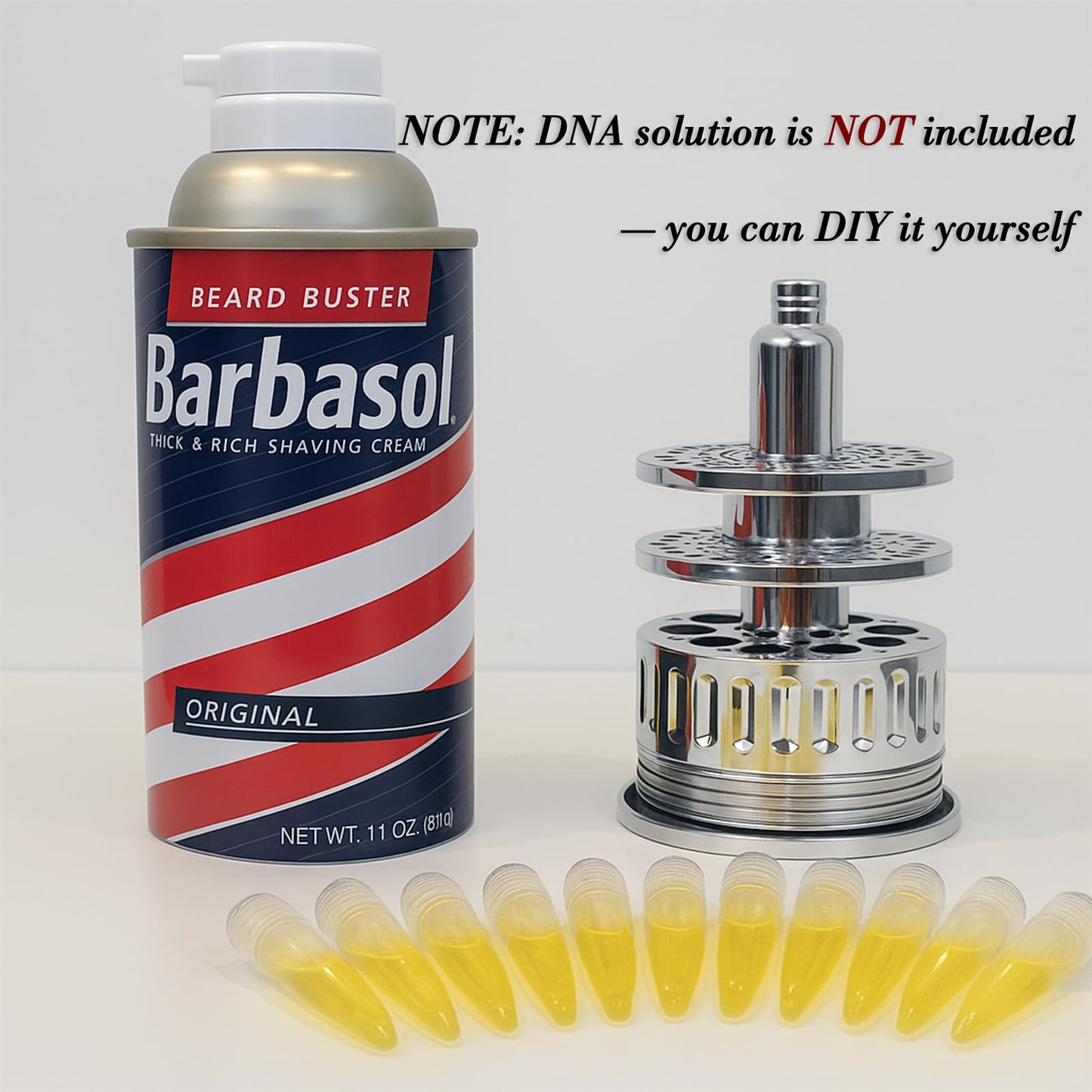 Dinosaur DNA Can Freezer Jar Canister with Metal Rack and Test Tube Dinasaur DNA Props Cryo for Dinosaur Fans and Movie Collectors for Party Decoration Birthday Christmas Gifts