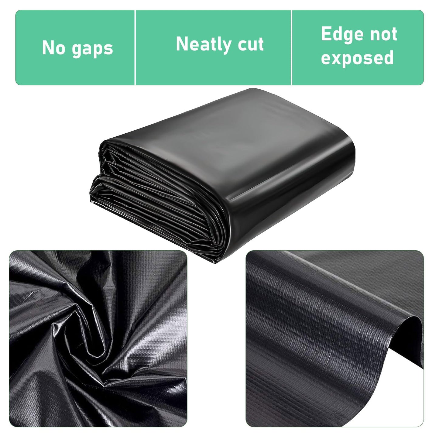 10 x 15 ft Pond Liner, 20 Mil Thickness, UV Resistant Preformed HDPE Pond Liner for Backyard Koi Ponds, Pool, Water Features, Fountains, Waterfall and Water Gardens, Black