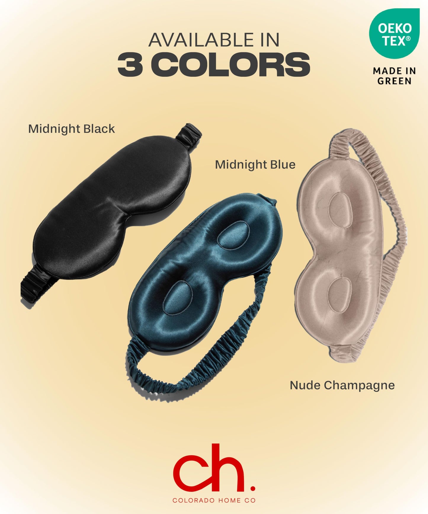 Colorado Home Co Sleep Mask, Silk Eye Mask for Sleeping, Lash Extension Eye Mask for Sleeping, Travel Sleep Mask, Blackout 3D Eye Sleep Mask for Women and Men, Silk Contoured Sleep Mask Nude Champagne