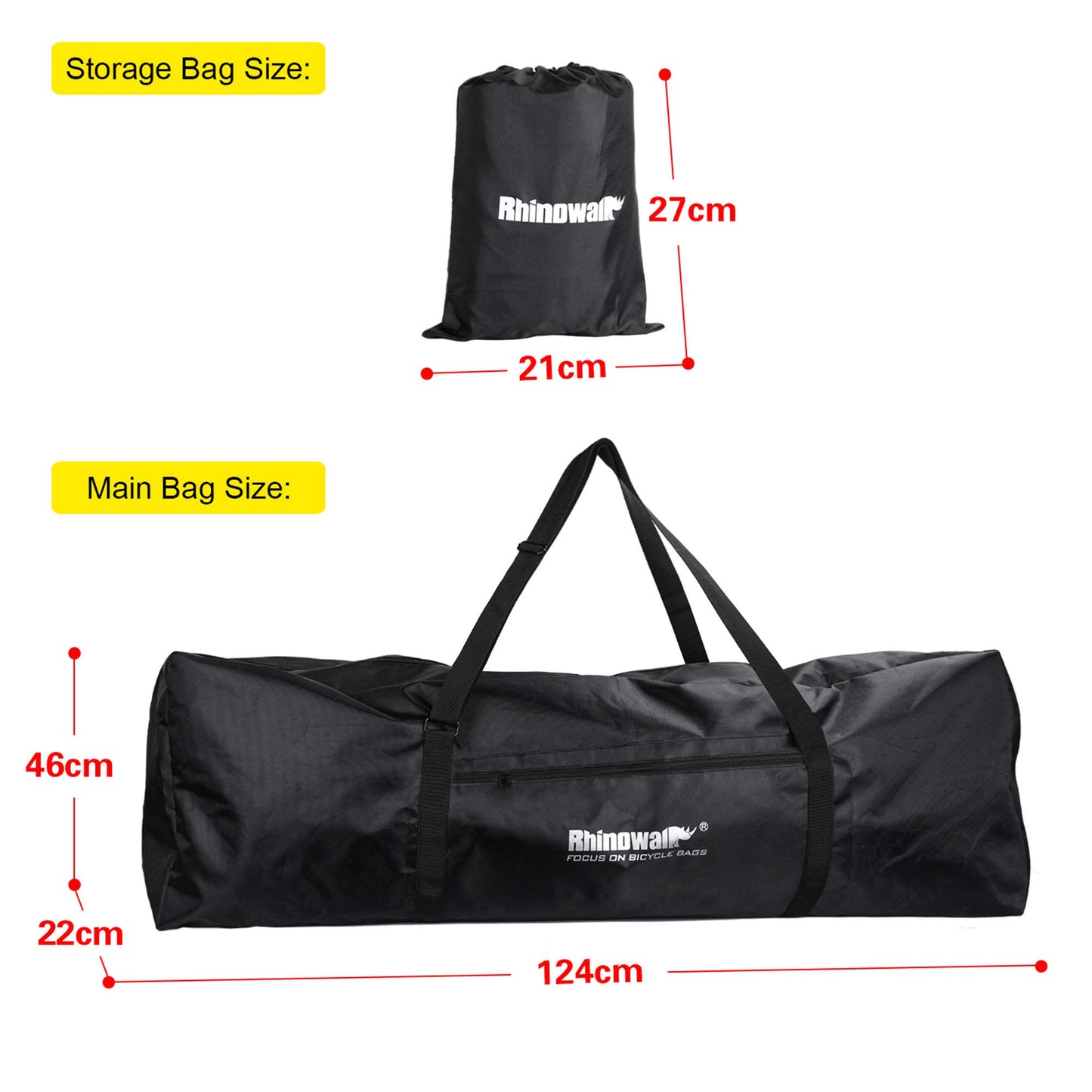 Rhinowalk Foldable E-Scooter Carrying Bag Portable Electric Scooter Storage Bag Transport Case for Outdoor Travel Riding Commuting (Black - 48.8" x 8.7" x 18.1")