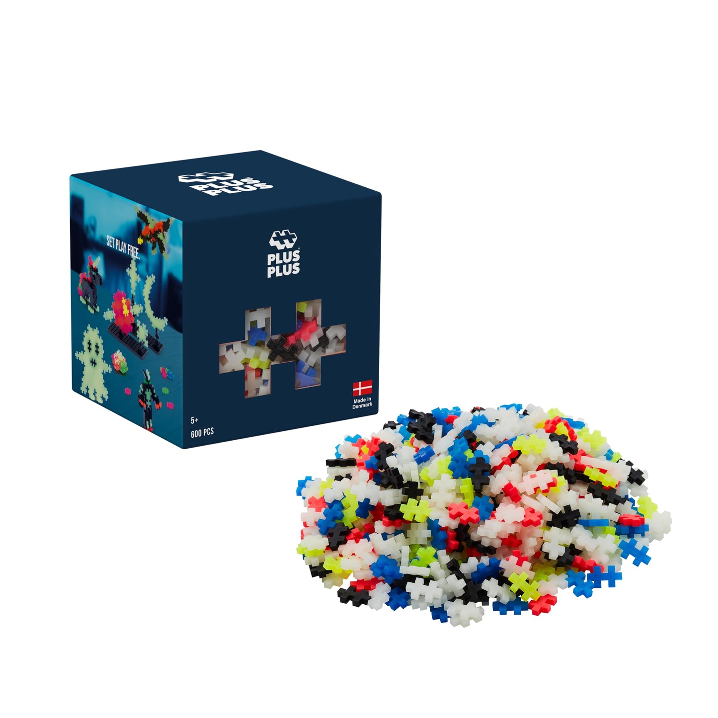 Plus Plus - Glow Color Mix - 600 Pieces - Interlocking Building Blocks and Construction Set - STEM Toy for Kids - Age 5 to 12 Years - 3974