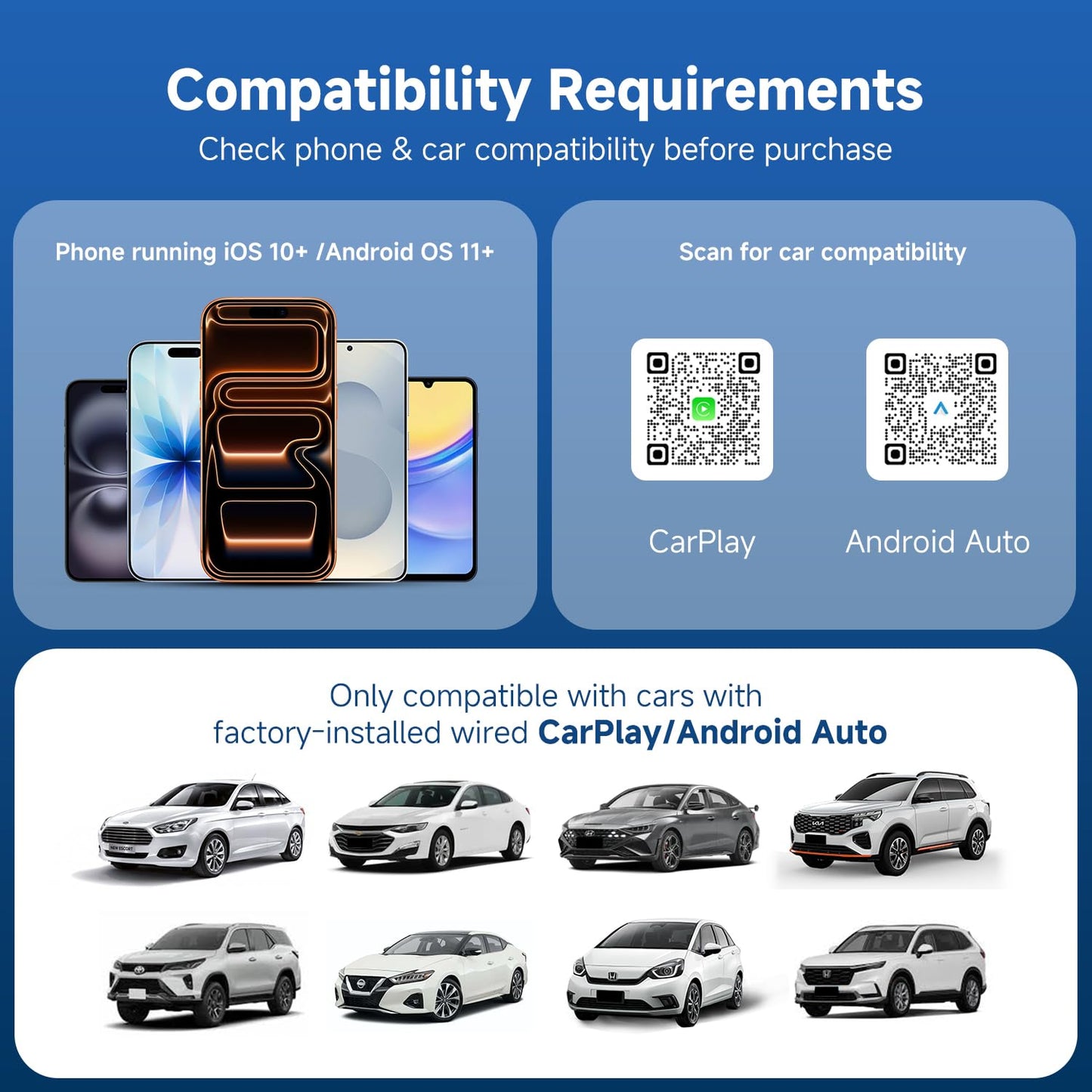D7 Mini Wireless CarPlay & Android Auto Adapter 2-in-1, 2026, Alloy Shell, Compatible with 2016+ Factory-installed Wired CarPlay/Android Auto Car, Plug & Play Car Play Dongle for iPhone & AndroidPhone
