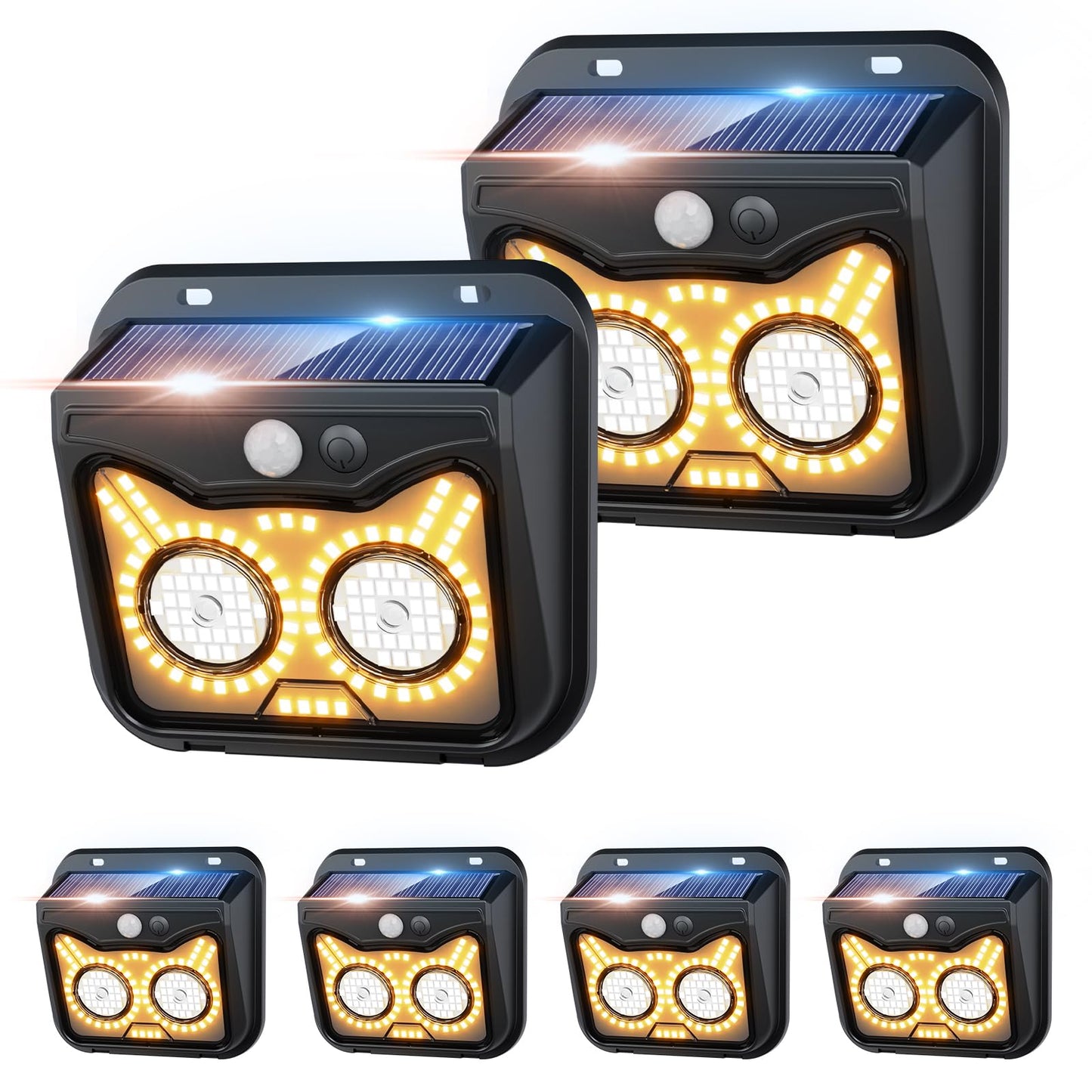 Solar Motion Sensor Lights Outdoor, Owl Shaped Warm White Waterproof Solar Powered Wall Lights, 3 Lighting Modes Security Flood Lights for Outside Deck, Fence, Yard, Garden, Step, Porch, Door -6 Pack