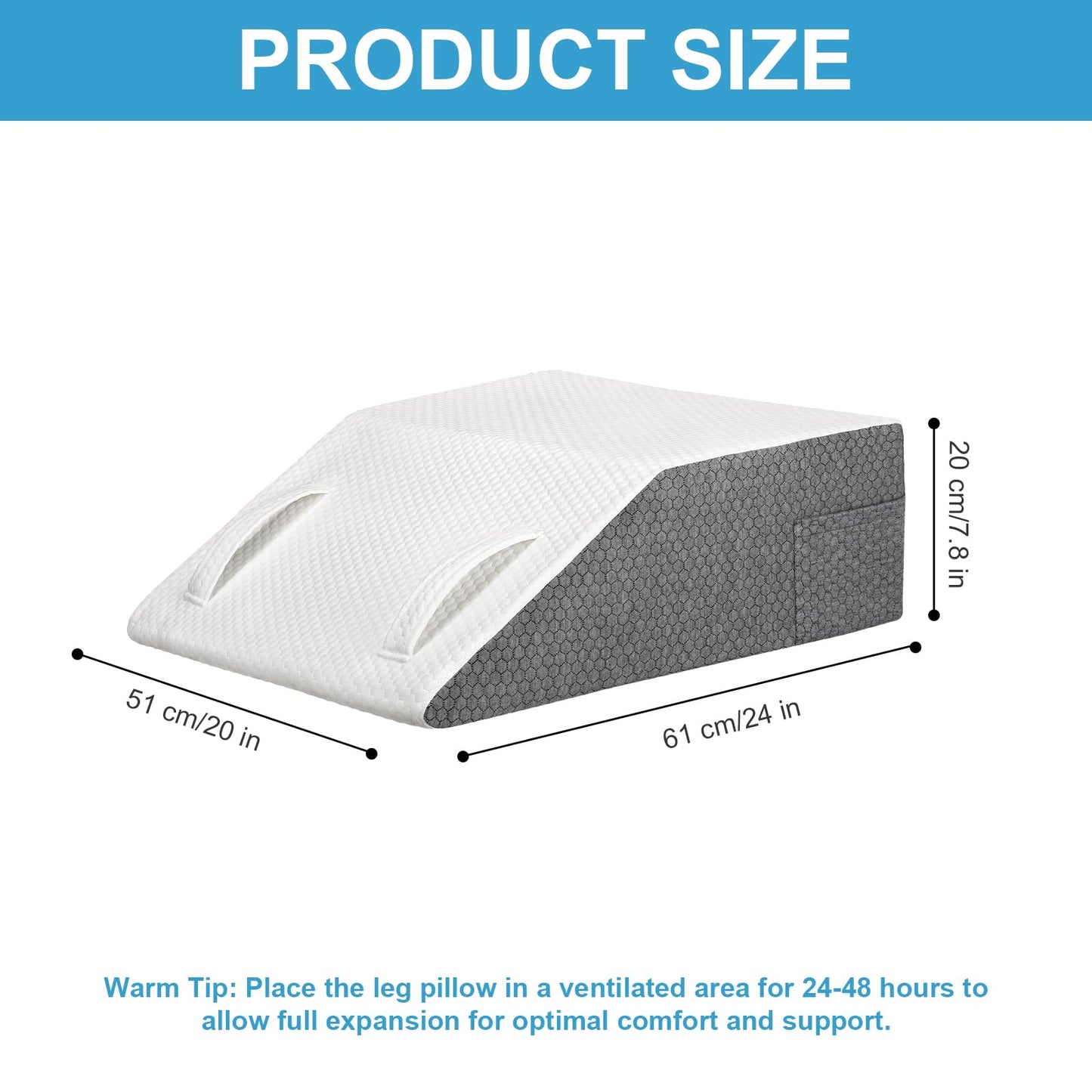 Ceecysaa Leg Elevation Pillow for Bed,20cm Height High-Density Foam Wedge Pillow Leg Rest Elevating,Wedge Pillow for Legs and Sleeping, Flat Top Leg Wedge,Knee Pillow