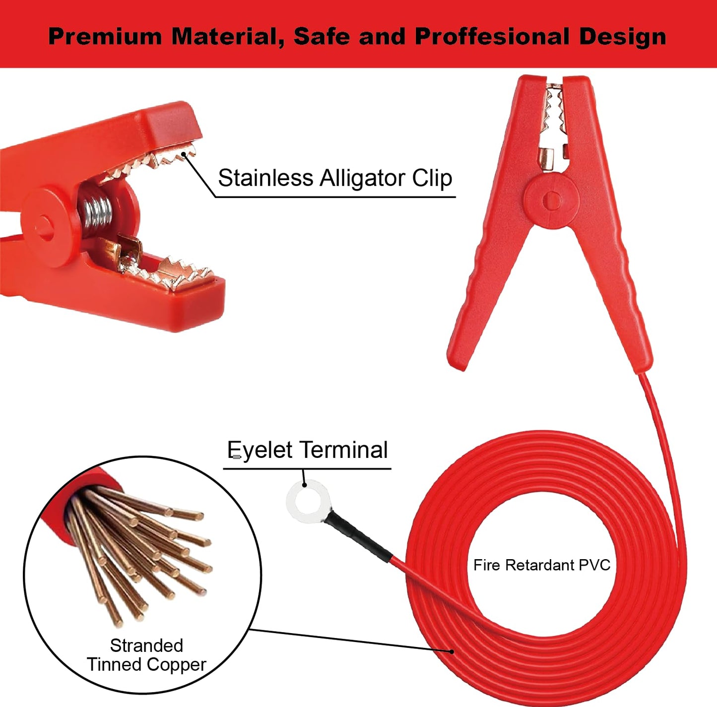 Electric Fence Grounding Rod Set, Ground Rod and Electric Fence Jumper Leads Cable with Alligator Clip, Warning Signs, Grounding Rod for Energizer and Electric Fence Charger