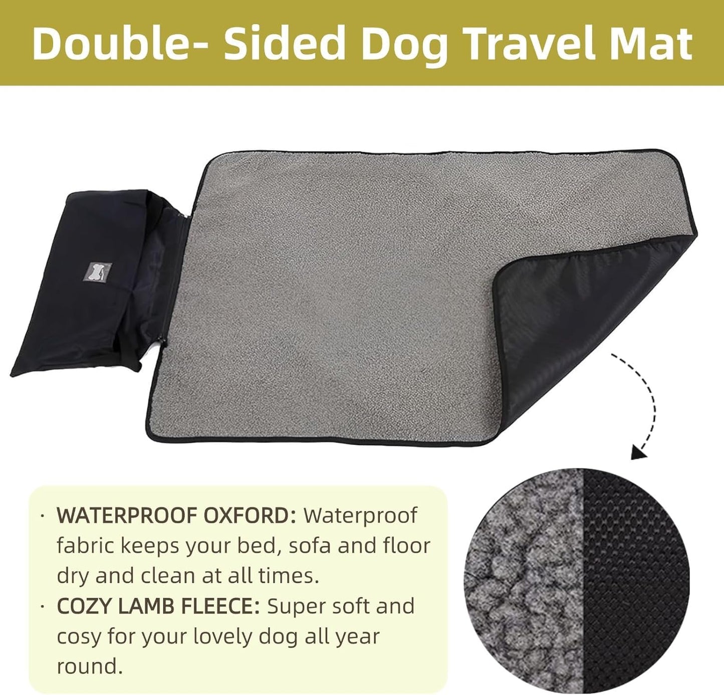 Zjyufy Travel Dog Bed Mat for Camping, Outdoor Dog Mat Pad, Portable Foldable Water Resistant Travel Dog Bed Mat for Small Medium Large Dogs
