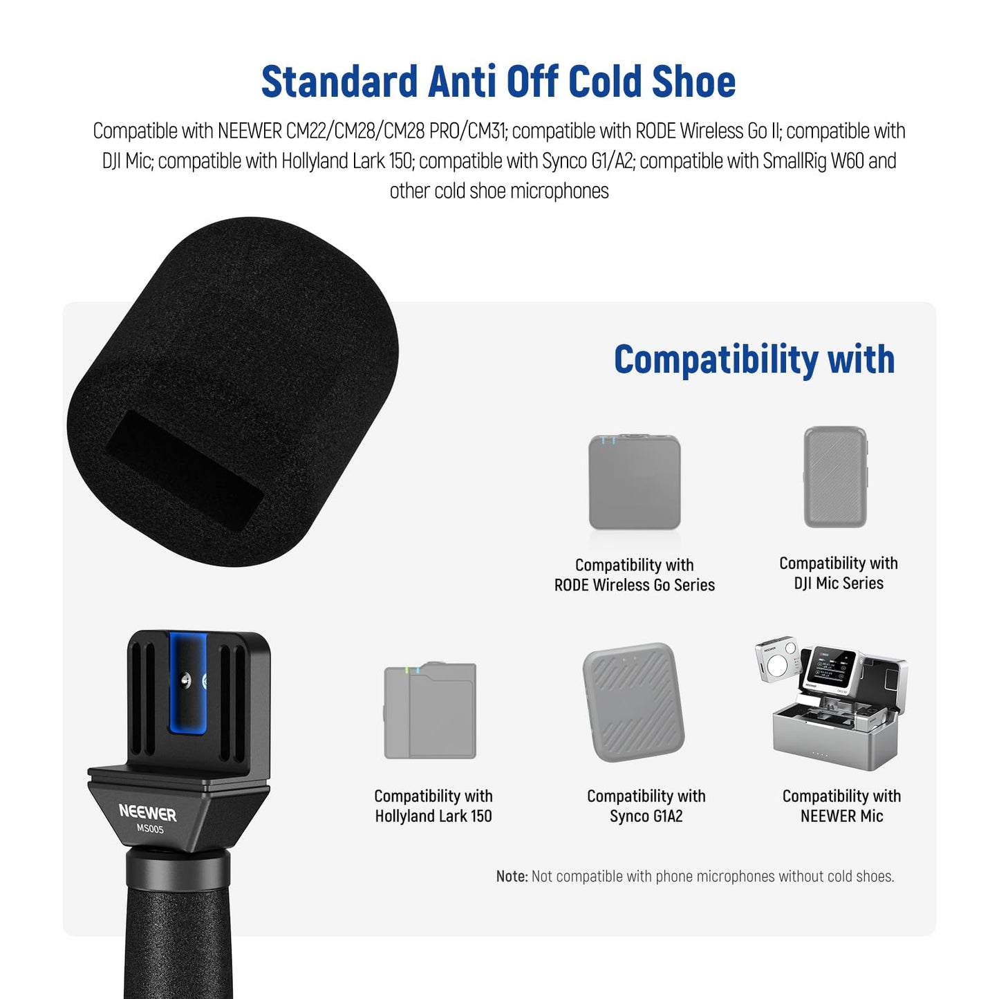 NEEWER 13"/33cm Telescopic Lavalier Microphone Handheld with Anti Off Cold Shoe Foam Windscreen Interview Mic Handle Compatible with Rode Wireless Go II DJI Mic CM31, MS005