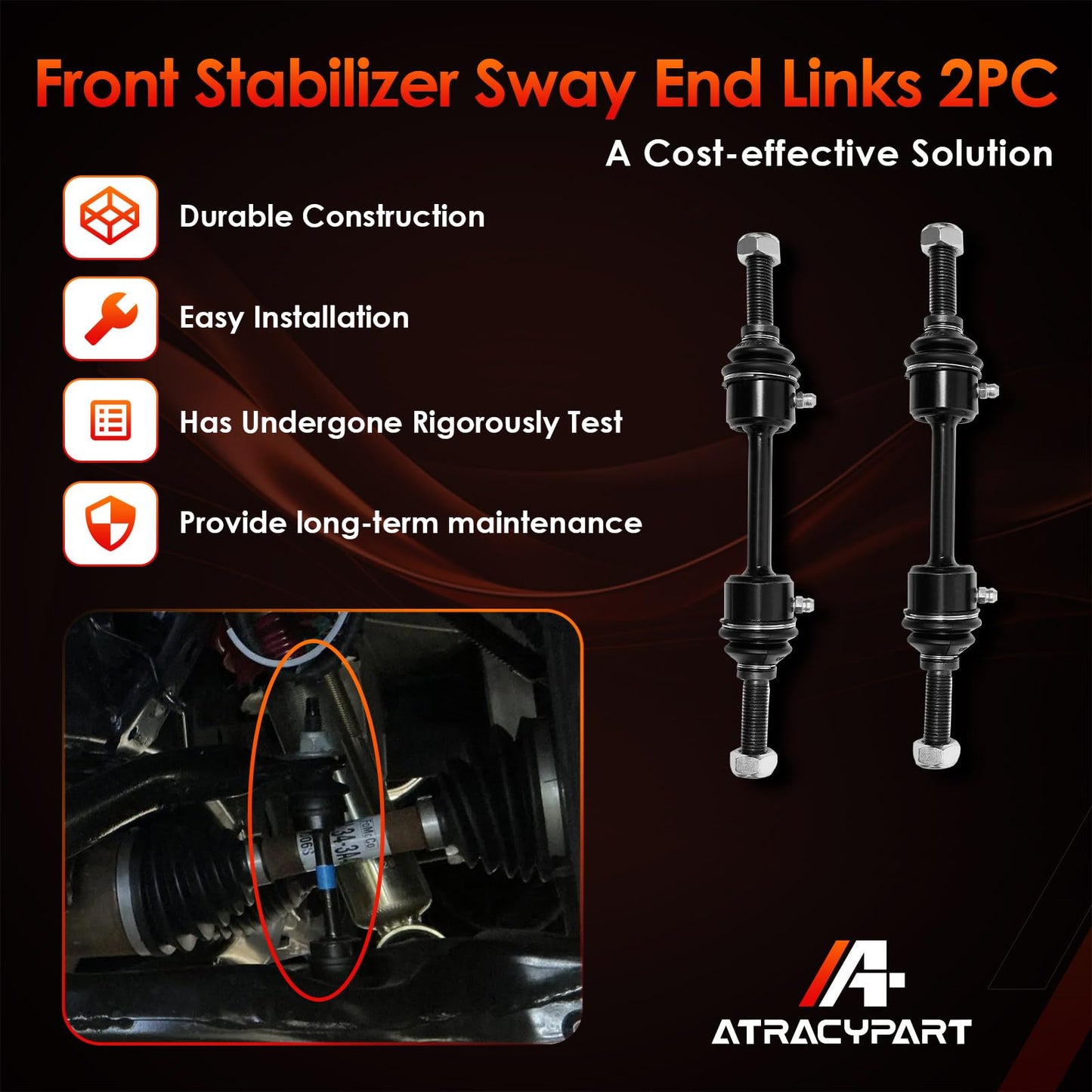 Front Sway Bar Stabilizer Links 2 Pcs｜Replacement For 2009-2019 FORD F-150 F-250 F-350 F-450 F-550 SUPER DUTY 4WD Models Only｜Replace OE#: K750362