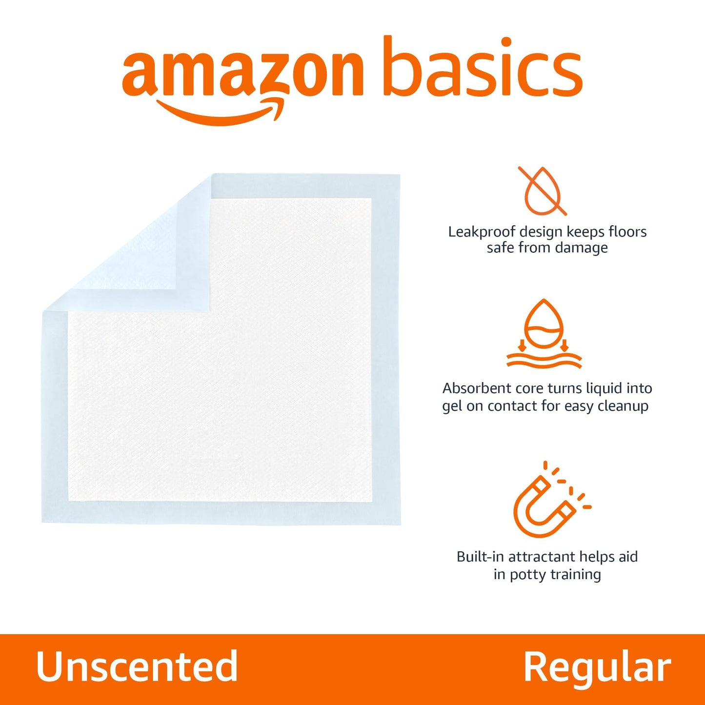 Amazon Basics Dog and Puppy Pads, Leak-Proof 5-Layer Pee Pads with Quick-Dry Surface for Potty Training, Regular (22 x 22 Inches) - Pack of 100