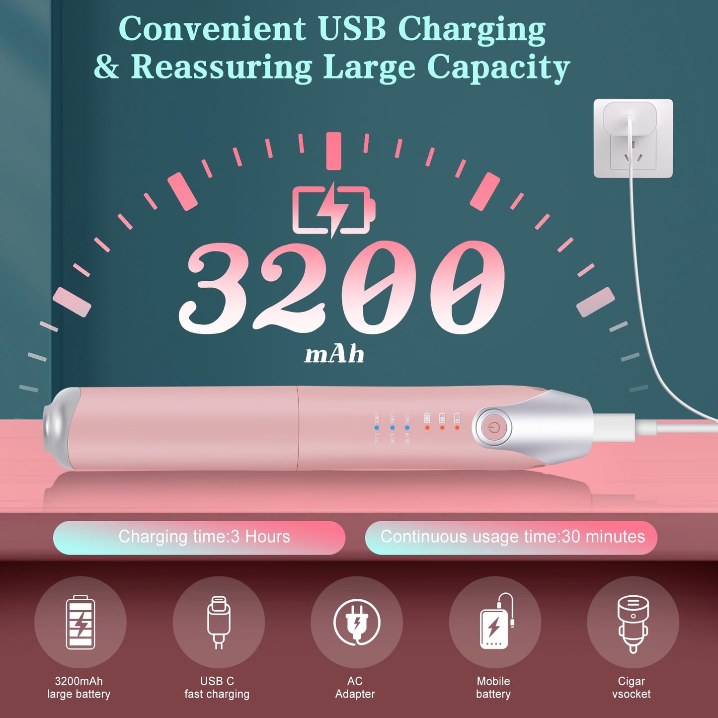 Cordless Hair Straightener for Women Cordless MINI Iron Portable Pink Hair Straightener,Fast Heating to 200°C Max Temperature Portable Straightener 2 in 1 for Hair Straightening and Curling