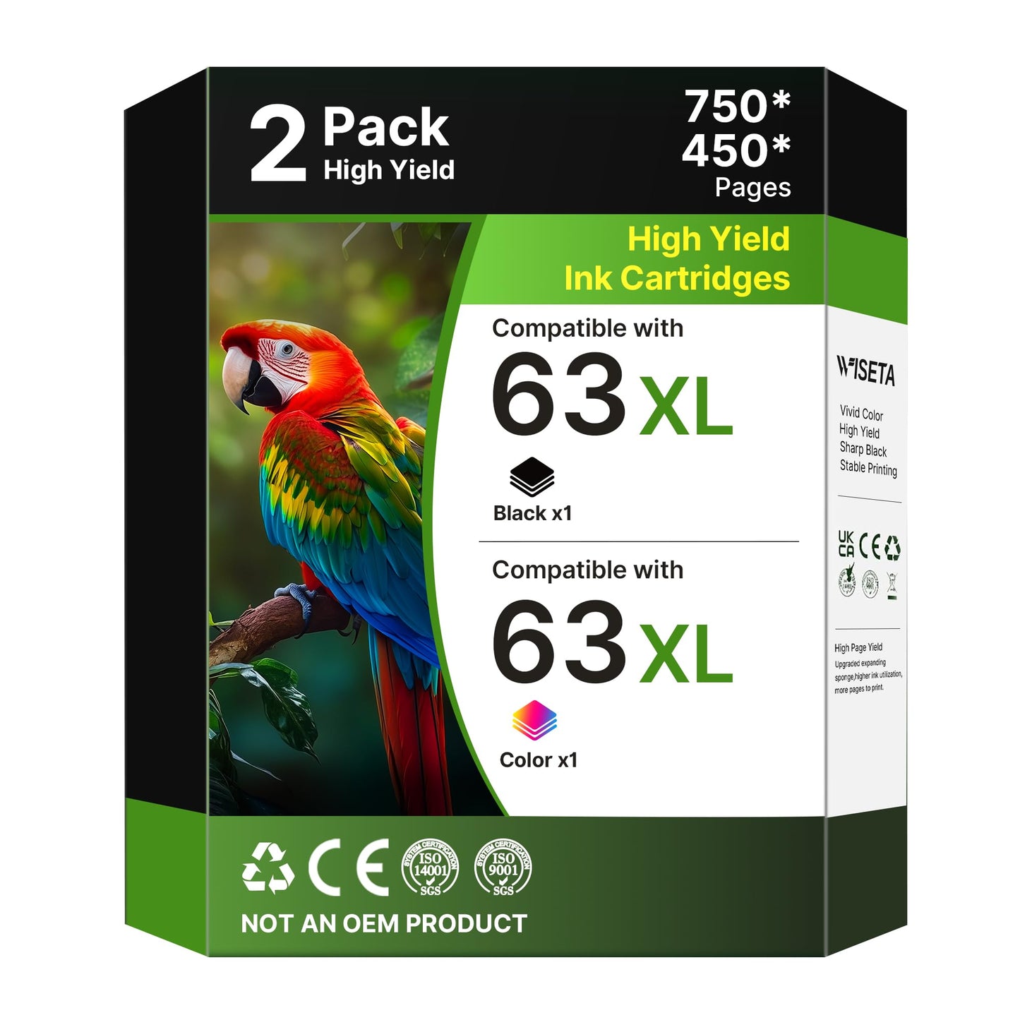 63XL Ink Cartridge Black and Colour Replacement for HP 63 Ink Cartridges Compatible for HP Ink 63 for Envy 4520 4522 4516 OfficeJet 3833 3830 4650 3836 DeskJet 3630 3632 3836 3634 Printer (2 Pack)