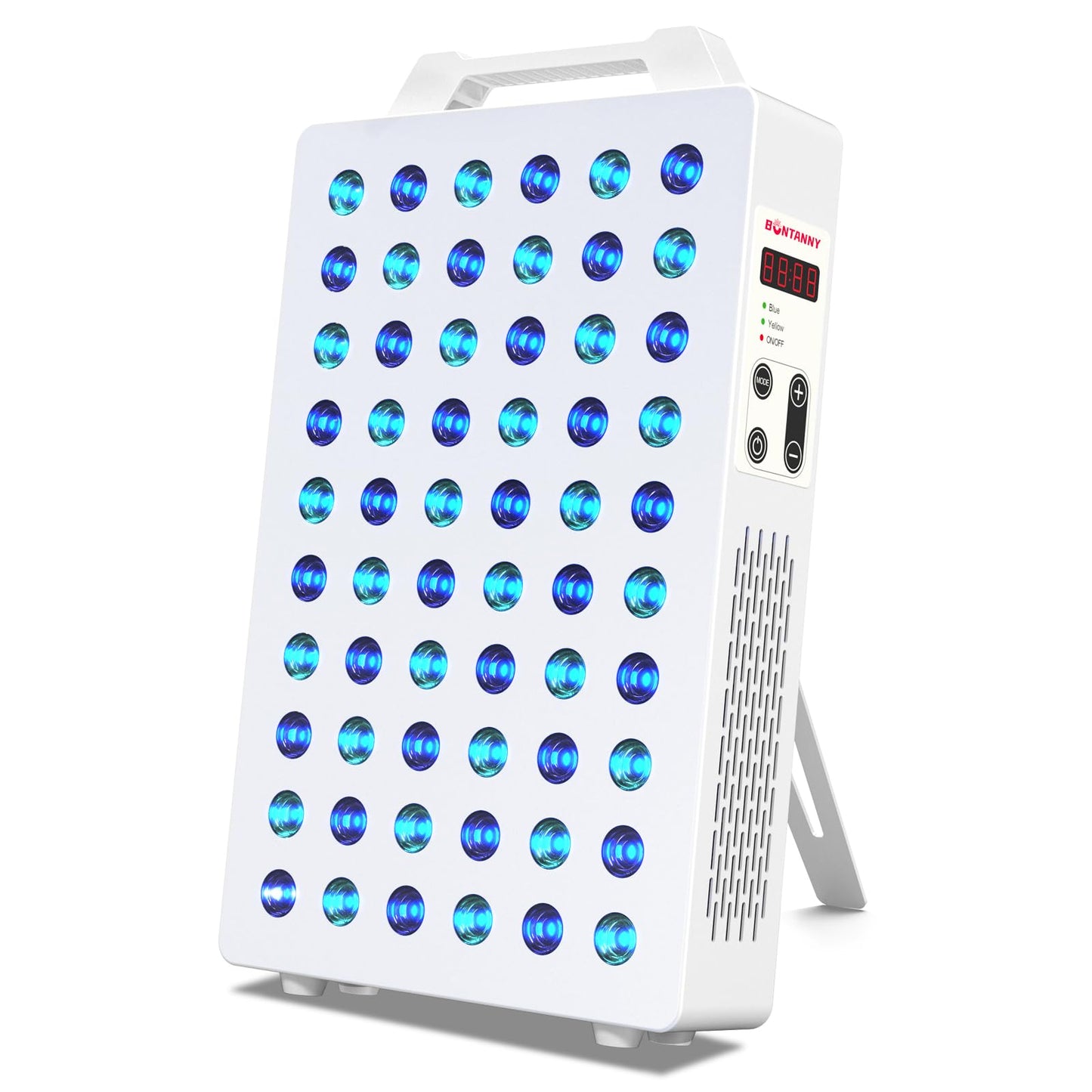 BONTANNY Blue Light Device, 450nm 480nm 590nm Blue Yellow Light Panel with 60 Pcs Dual Chips LEDs, Remote Control, Timer, Hanging Kit & Adjustable Stand for Home Office & Gym, BO-300 (White)