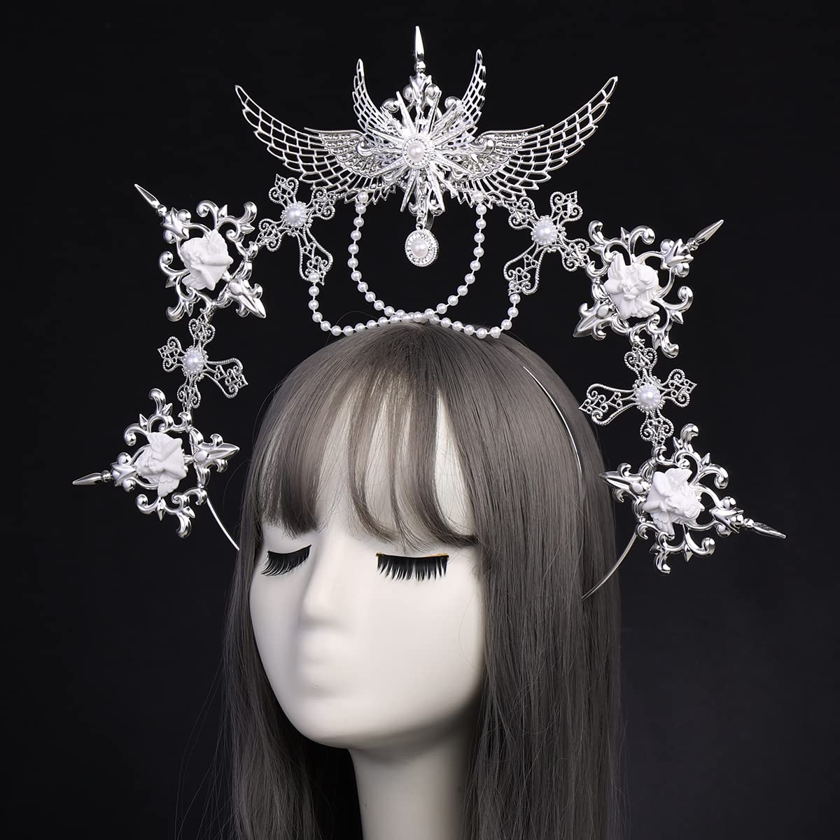 BLESSUME Halo Crown Mary Goddess Headband Women Halloween Costume Headpiece (Silver 21)