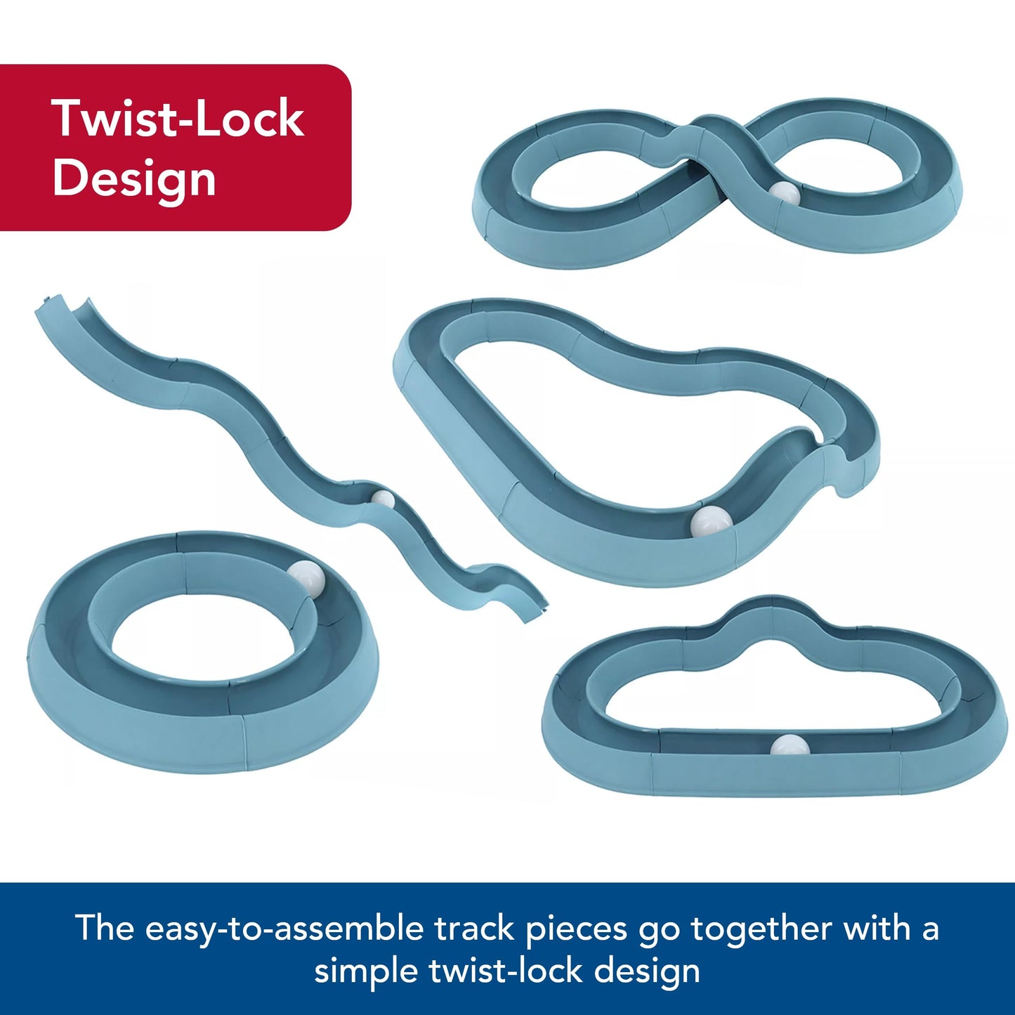 Coastal Pet Turbo Track Cat Toy - Cat Ball Toy & Racetrack - Easy Assembly - Slate Blue (1 Pack)