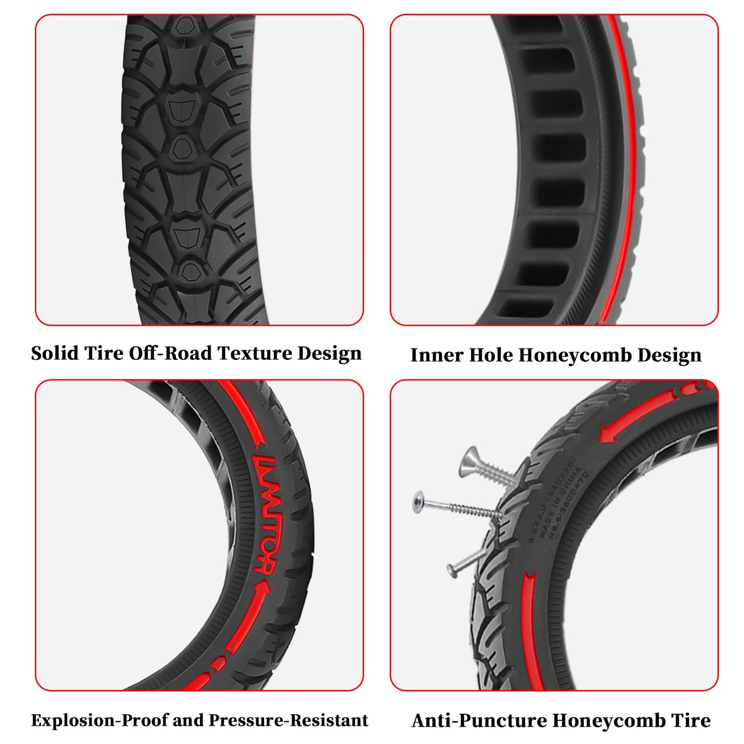 FOVNOT 8.5 Inch Scooter Solid Tires, 2 Pcs Electric Scooter Replacement Wheels 8.5 x 2.0(230 x 50) Front or Rear Replacement Honeycomb Solid Tires for Xiaomi M365 /Pro /1S /Pro2 /Essential