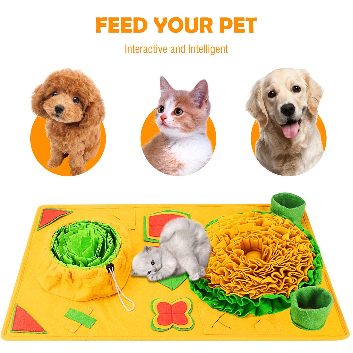 BORUIT Snuffle Mat for Dogs Large Medium Small 31.5"x 19.3" Dog Snuffle Mat,9 Training Elements Interactive Dog Toys for Puppies Cats Brain Toys,Encourages Natural Foraging Skills,Stress Relief