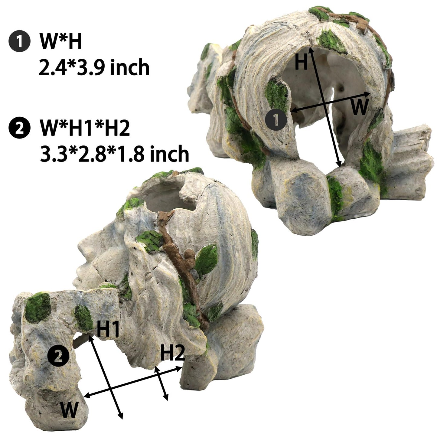 Aquarium Hideaway Cave Fish Tank Decorations, Reptile Cave Hideout Tank Accessories Decorations for Amphibians, Betta Fish, Shrimp, Lizards, Leopard Gecko