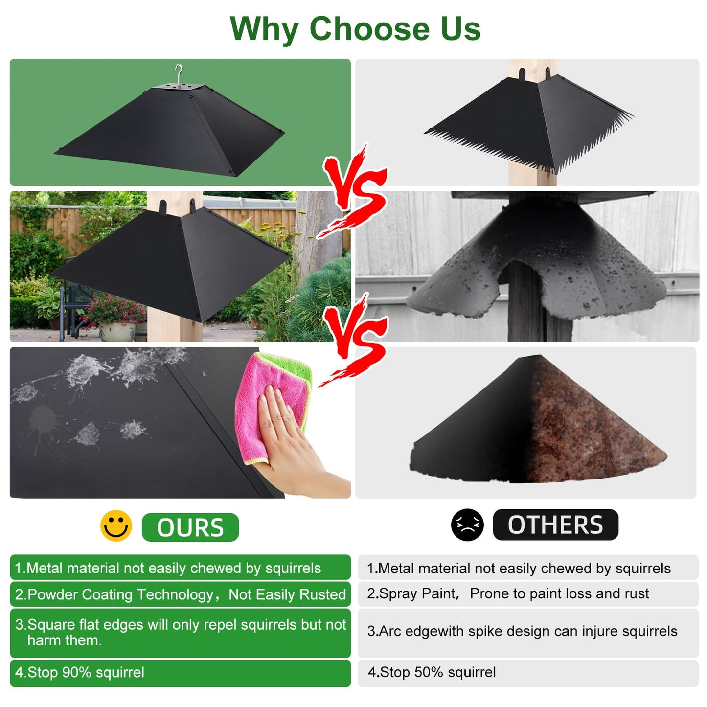 BULFULL Metal Squirrel Baffle for 4x4 Post or Hanging, 2-in-1 Outdoor Wooden Pole Mount Squirrel Baffle for Bird Feeder Pole, 17 Inch Hanging Baffle Feeders to Deter Squirrels or Small Animals - 1PC