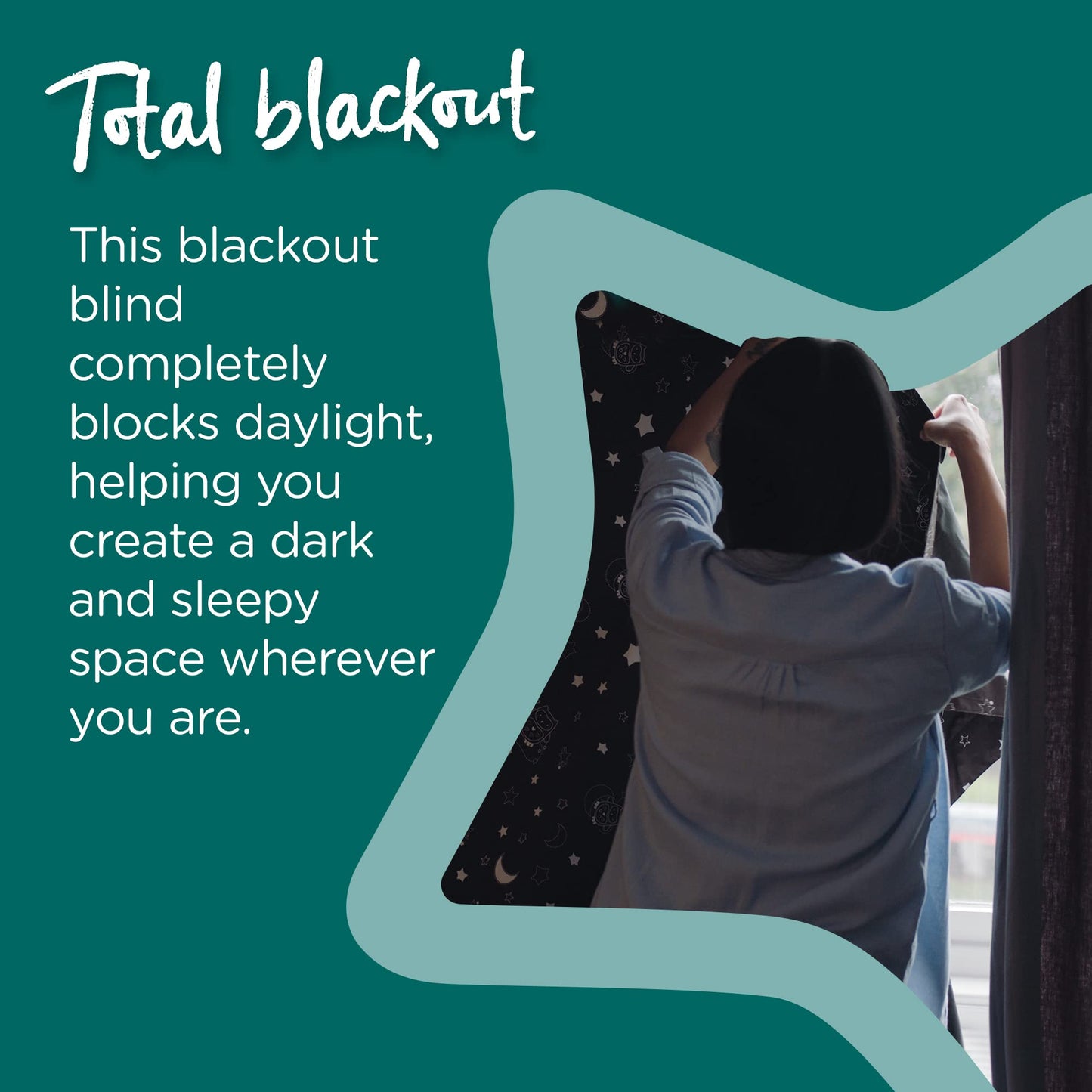 Tommee Tippee Sleeptime Portable Blackout Blind with Suction Cups, Adjustable and Lightweight, Large, 130 x 198cm