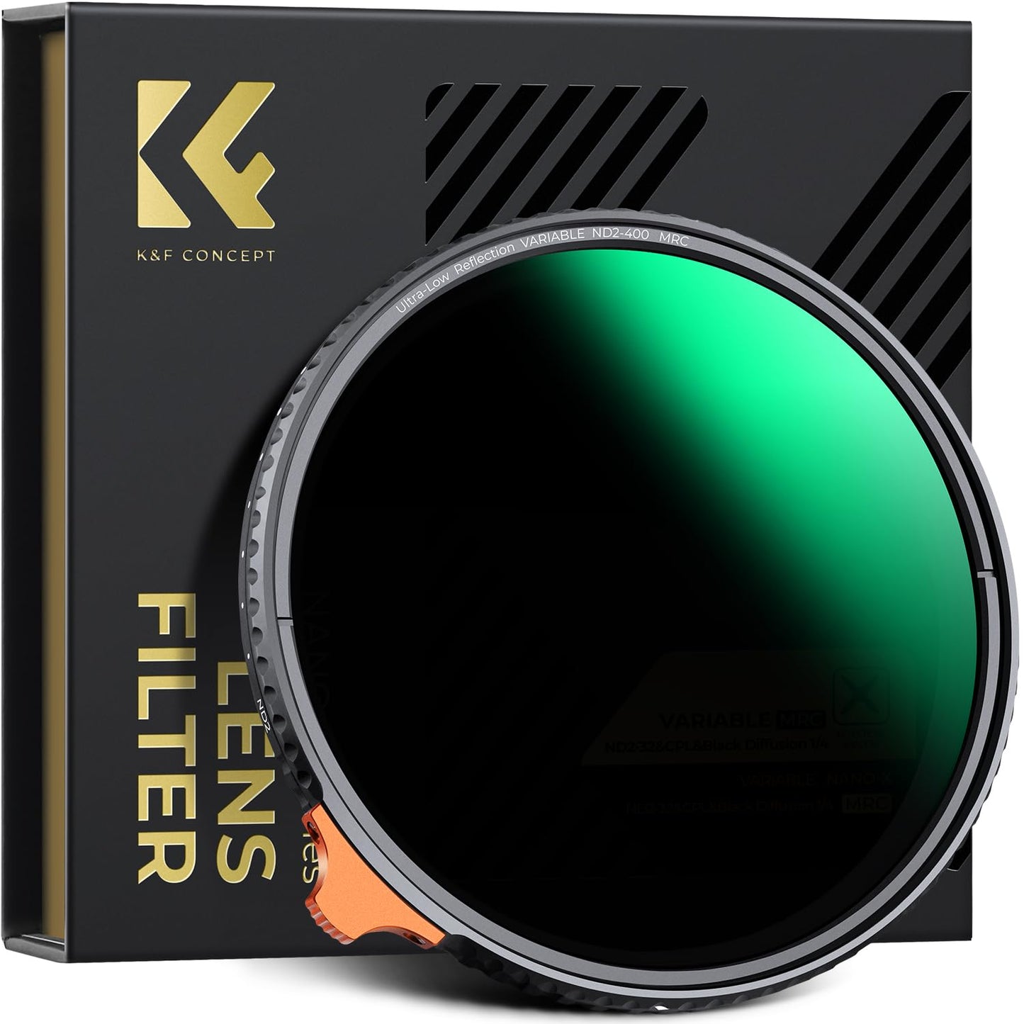 K&F CONCEPT 77mm Ultra-Low Reflectance Variable ND Filter - ND2-ND400 (1-9 Stops) HD Optical Glass 28-Layer Nano Coating Neutral Density Filter for Camera Lens (Nano-X Series)