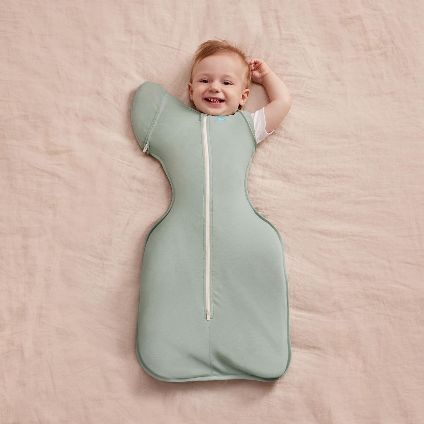 Love to Dream Swaddle Up Transition Bag - Arms Up Position - Light and Ultra Breathable Cotton - Twin Zip - Zip Off Wings - Spring, Summer - Sleep Bag - 0.2TOG - Olive, Medium (6-8.5kg)