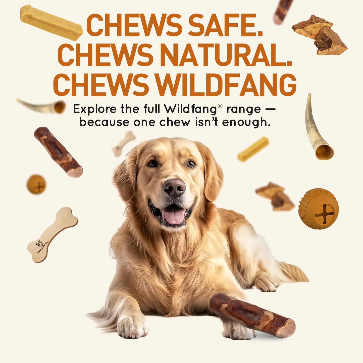 Wildfang® Olive Wood Chewing Sticks for Dogs, L – Tough Chew Toys for Aggressive Chewers, Puppy Chew Toys for Teething, Training for Chewing Muscles, Olive Wood Stick for Dogs Over 25 kg (Pack of 3)