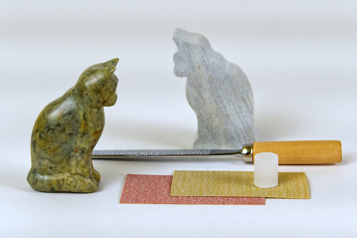 Studiostone Creative Cat Soapstone Sculpture Carving DIY Arts and Crafts Kit for Kids Adults