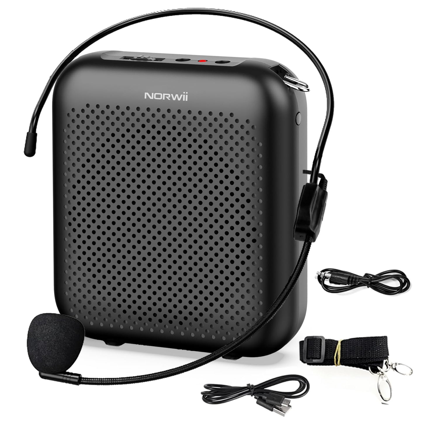 Norwii Voice Amplifier, Power Amplifiers, Portable Mini Wired Microphone Headset for Teacher Classroom & Outdoor Lectures, Teaching, Tour Guides, USB-C Rechargeable, Black 4000mAh