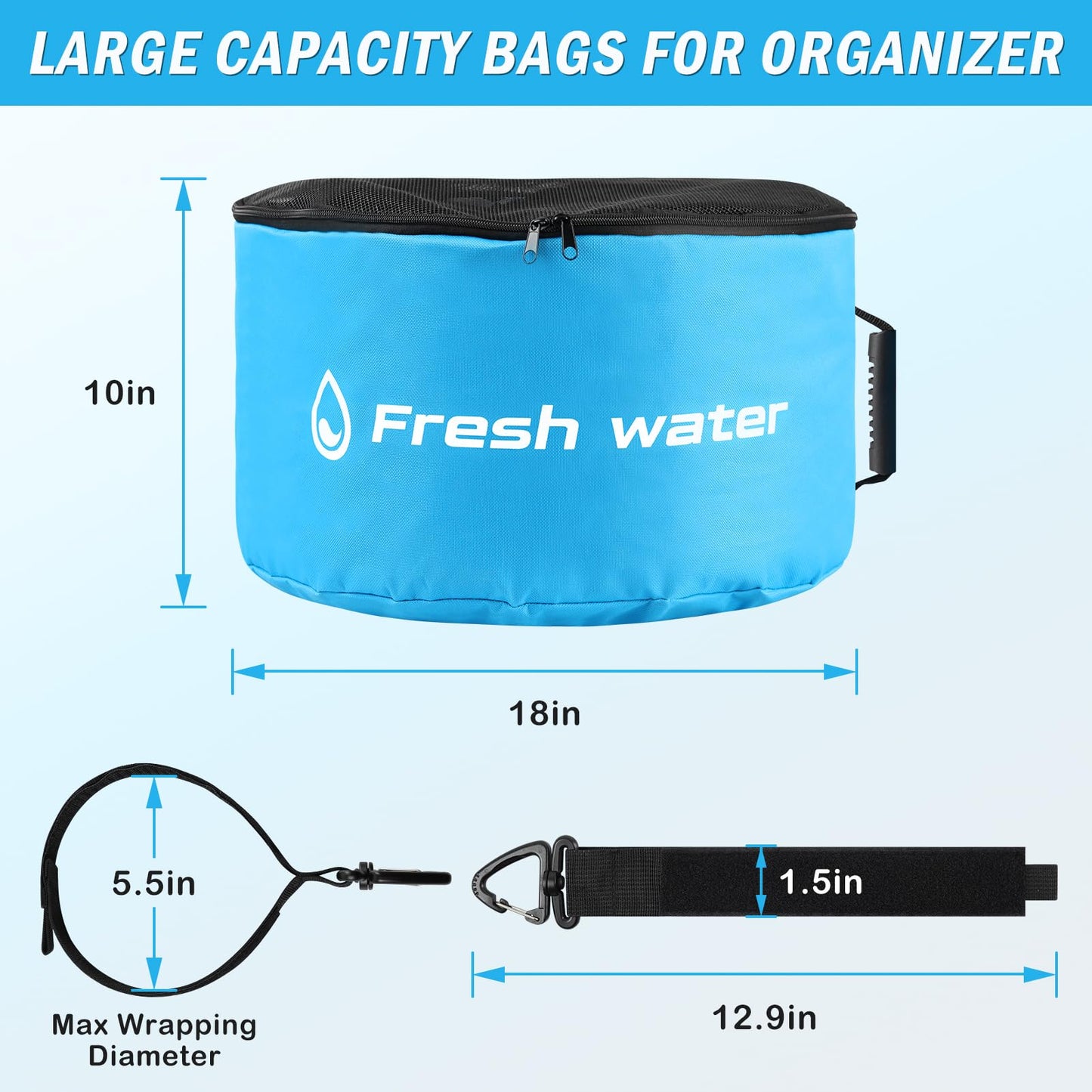 5 Pack RV Sewer Hose Storage, Visible Cover and Two-Way Zipper RV Hose Storage Bags, Waterproof RV Accessories Utility Bag Organizer for Garden Fresh Water Hoses Electrical Cords Camper Tools